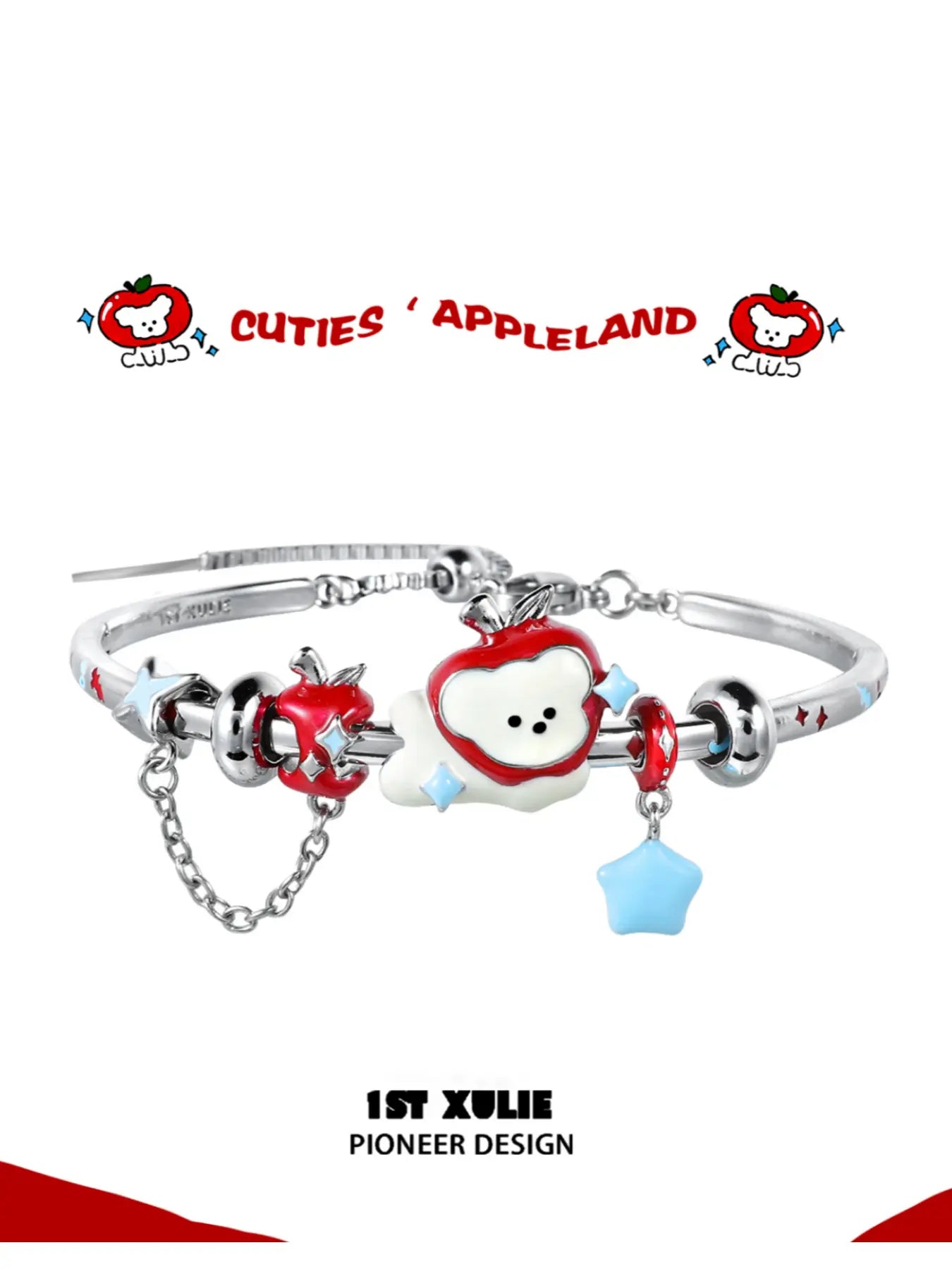 18k Platinum Plated Kitten & Puppy Bangle Bracelet for Girls - Cute Animal Jewelry Gift for Kids, Birthday, Christmas (Appleland Collection) | Perfect for Dress Up, Parties & Special Occasions