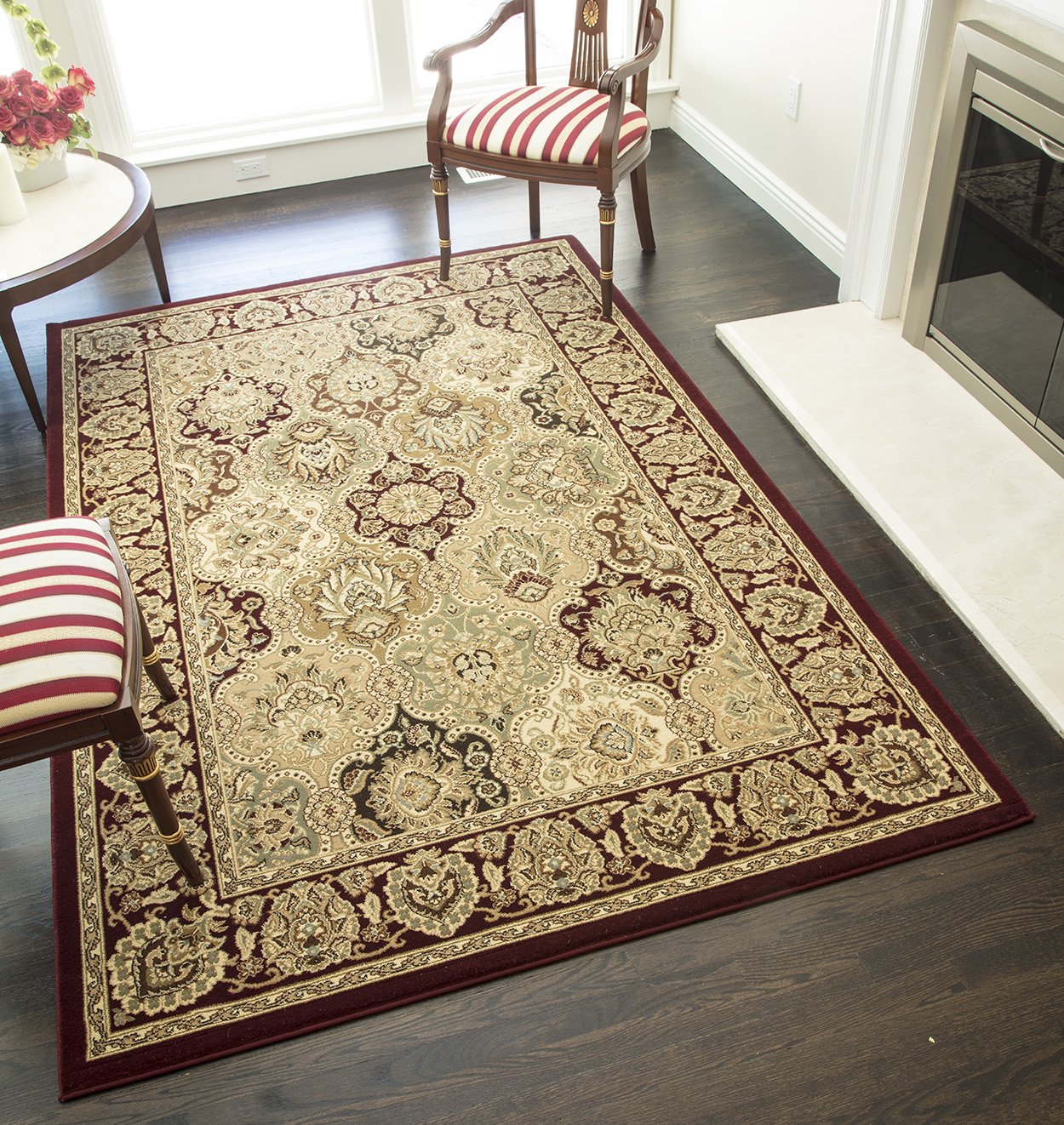 Rugs America New Vision Collection P108 Oriental Traditional Area Rug - Panel Cherry, 2'3