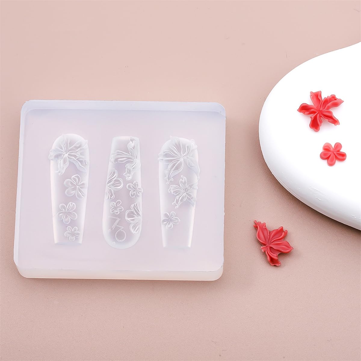 3D Flowers Nail Mold Silicone - Floral Nail Art Tools for Resin Charms & Nail Supplies - DIY Nail Carving Template for Gel Polish, Acrylic Nails - Perfect for Manicures, Pedicures & Nail Art Designs