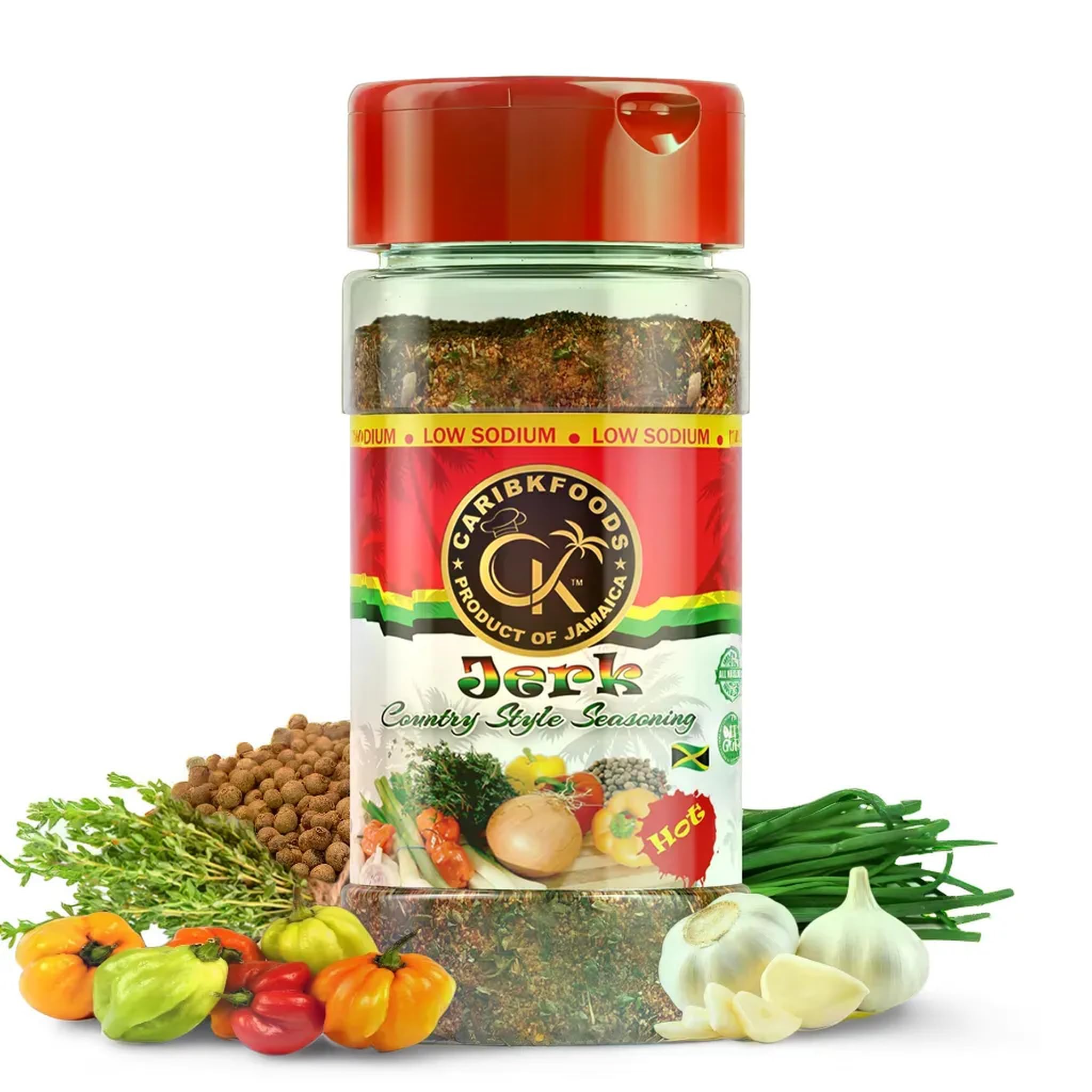 Premium Jamaican Jerk Seasoning - Authentic Caribbean Kitchen HOT Spice Blend (4 Oz) | Kosher, Low Sodium, Non-GMO, Gluten-Free, Vegan | Perfect for Grilling, Marinades, Chicken, Fish & Vegetables