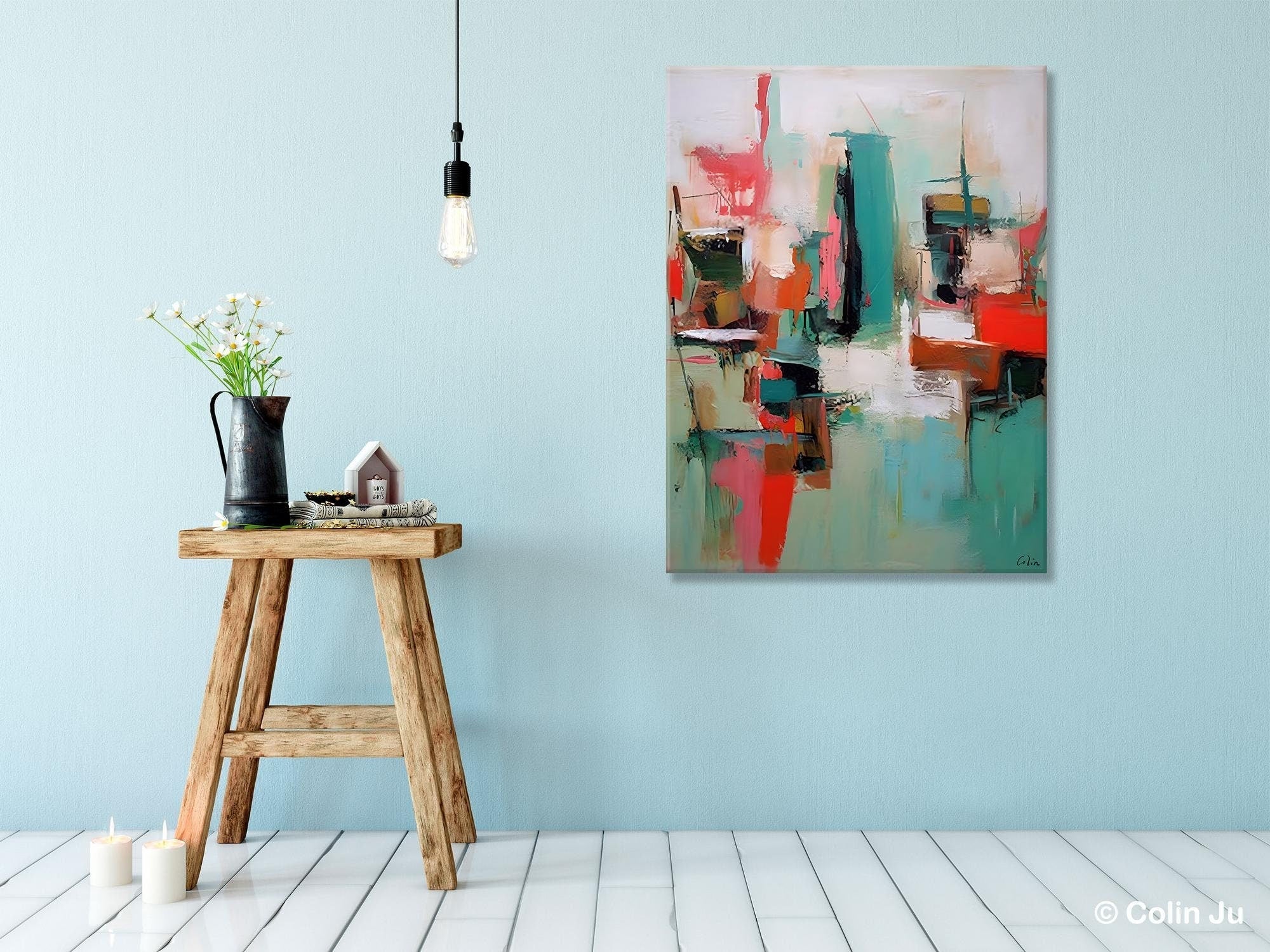 Extra Large Contemporary Acrylic Canvas Painting - Original Abstract Impasto Artwork for Wall Decor | Modern Home & Office Decoration