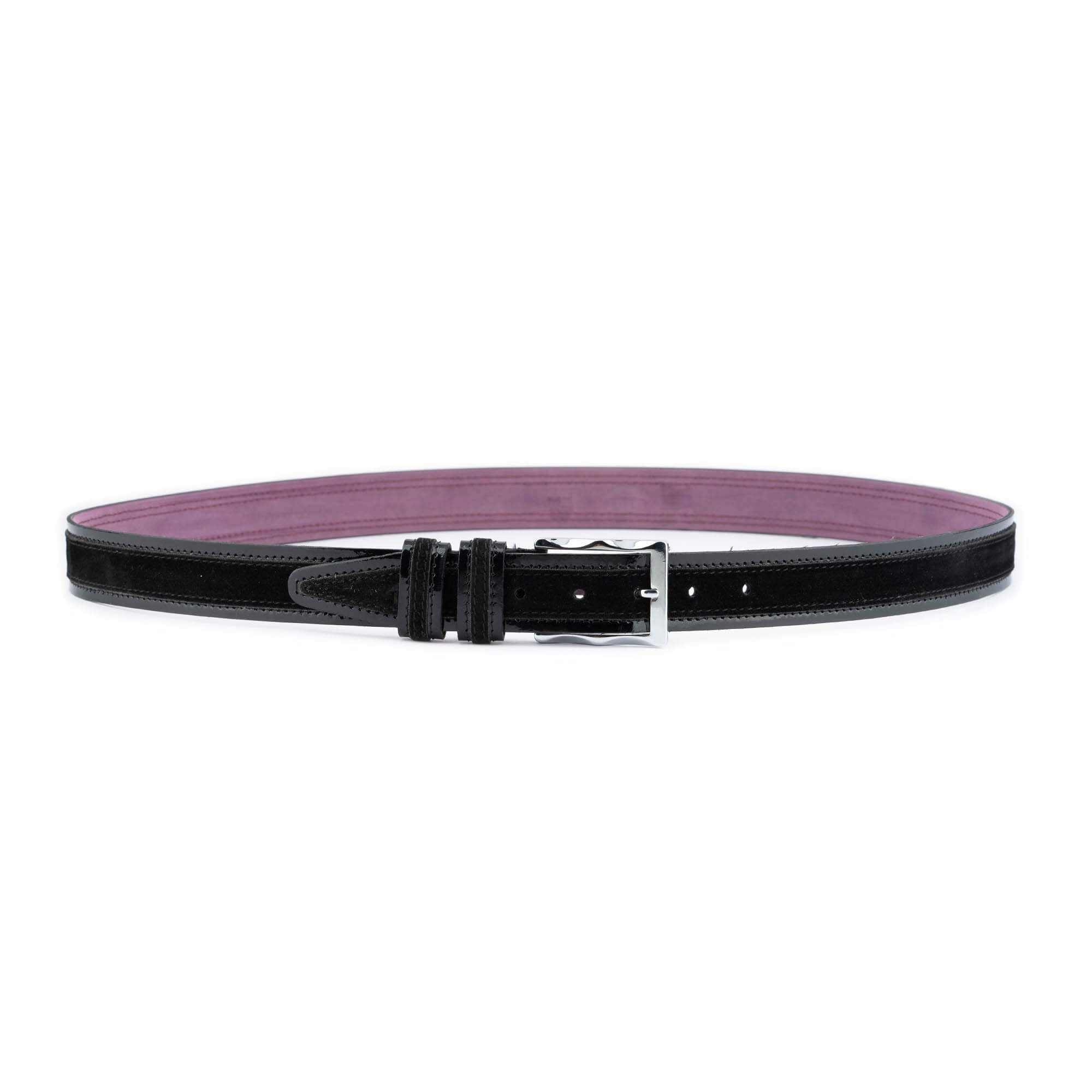 Premium Men's Luxury Belt - Black Suede & Patent Leather (3.5cm Width) - Perfect for Business, Formal Events & Everyday Wear