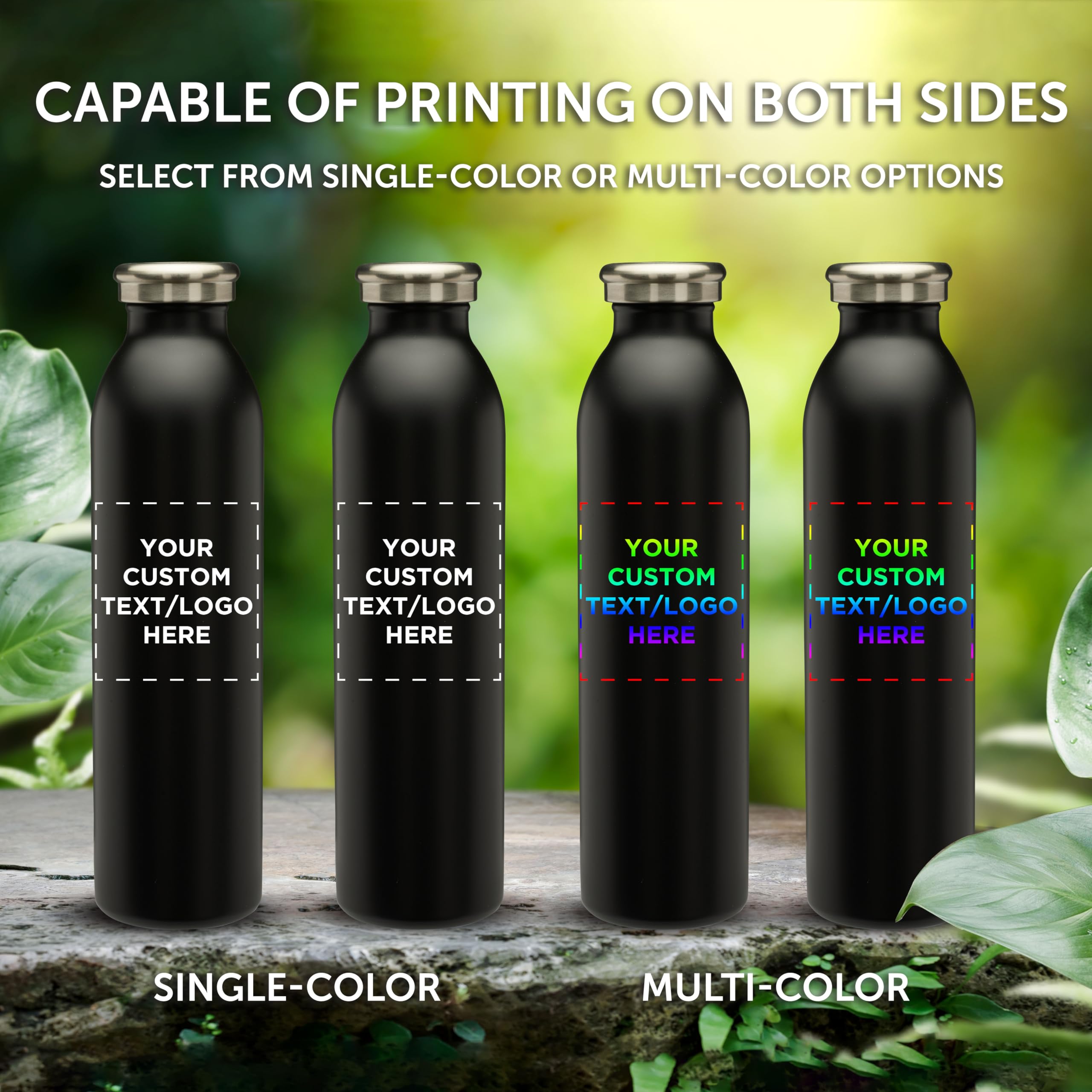 Custom Stainless Steel Water Bottles 20 oz (Set of 12) - Double Wall Vacuum Insulated, Personalized Bulk Pack for Hot & Cold Beverages - Black - Perfect for Office, Gym, Hiking and Outdoor Activities