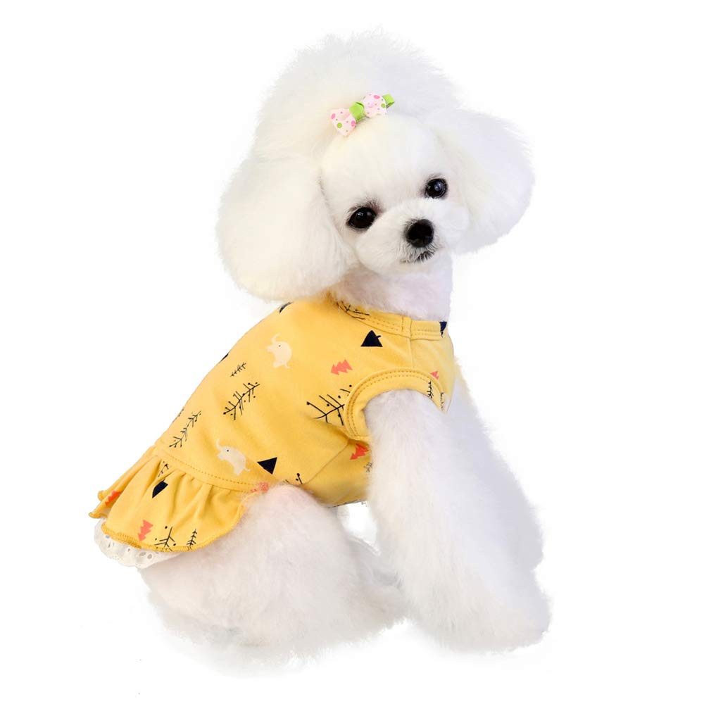 Adorable Cartoon Princess Dog Dress - Puppy Tutu Skirt & Vest Set for Small Dogs (Yellow) - Perfect for Daily Wear, Birthday Parties & Photo Shoots
