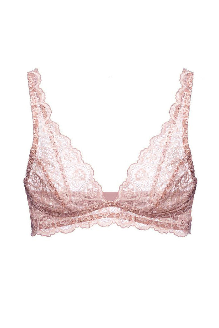 Commando Tulip Lace Bra Bralette - Blush Pink or Black - Comfortable Wireless Bralette for Everyday Wear, Date Night & Layering