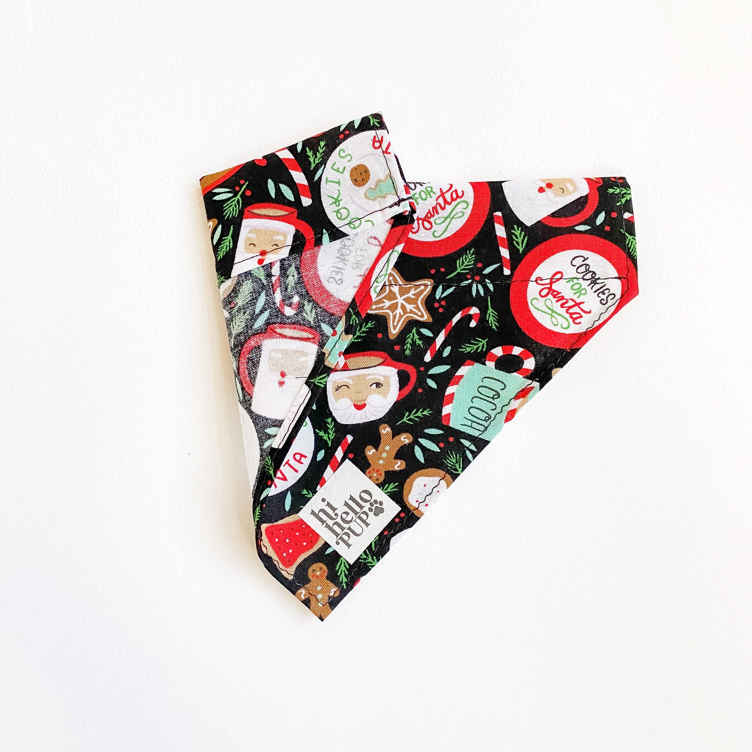 Dog and Mom Matching Christmas Set - Slip-On Dog Bandana with Scrunchie Headband | Santa-Themed Pet Bandana (Medium Size) | Perfect Holiday Gift for Dog Moms | Great for Christmas Photos & Family Matching Outfits