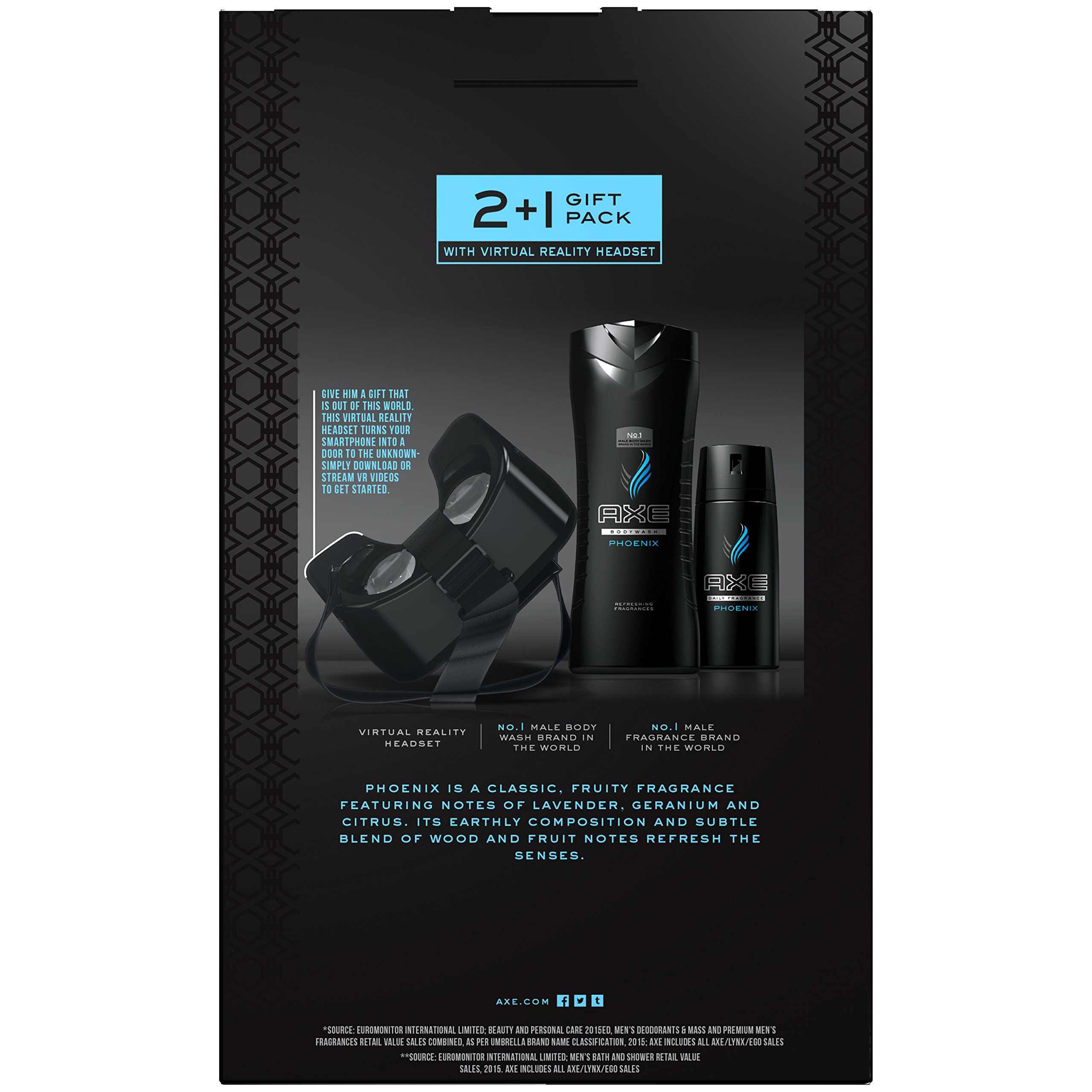 AXE Gift Set with VR Headset - Phoenix Scent 3-Pack Deodorant & Body Spray | Perfect for Men's Gifts, Gaming Enthusiasts & Virtual Reality Experiences