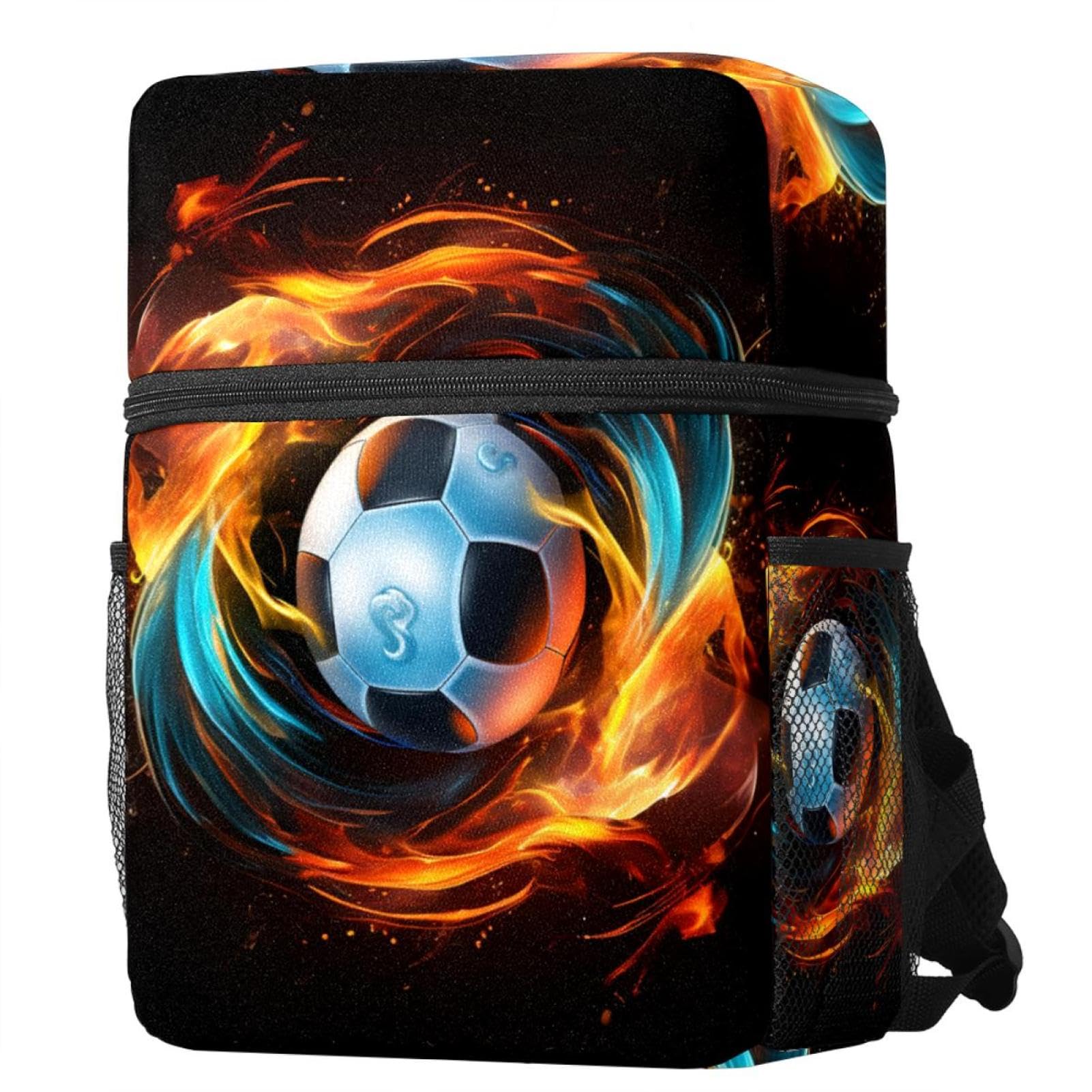 Best Travel Backpack for Women & Men - Lightweight Durable Hiking Backpack with Flaming Football Design - Perfect for Camping, School & Outdoor Adventures