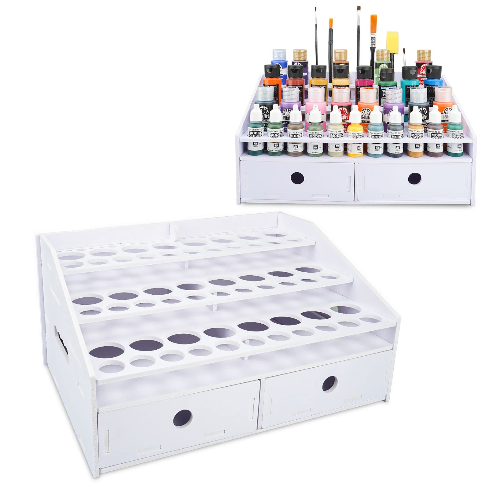 Sanfurney 57 Bottle Paint Rack Stand - Pigment Ink & Paint Storage Organizer with Cabinet Holder - Perfect for Art Studios, Craft Rooms & DIY Painting Projects