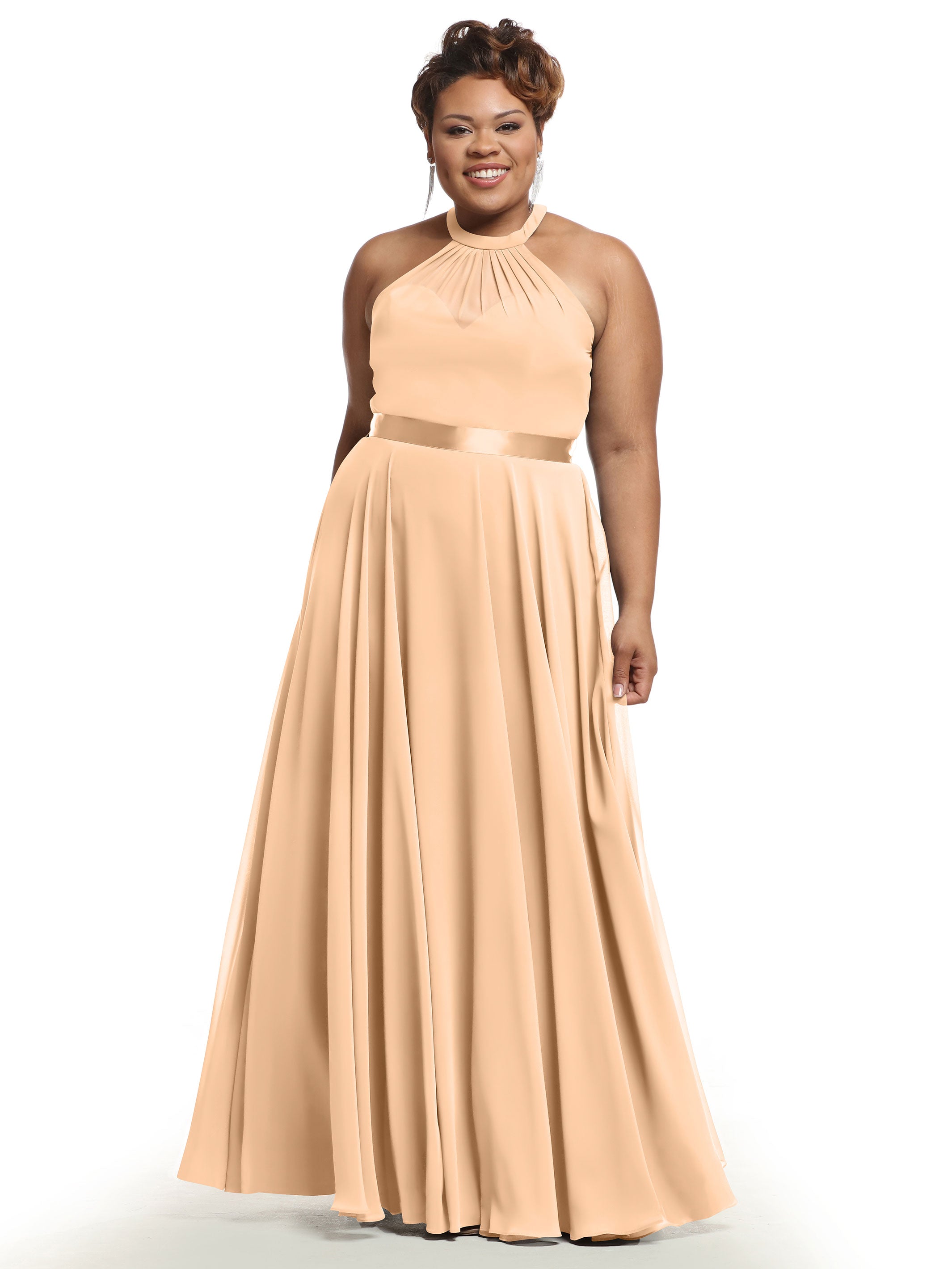 Elegant A-Line Chiffon Bridesmaid Dress with Halter Neckline - Perfect for Weddings, Formal Events & Special Occasions