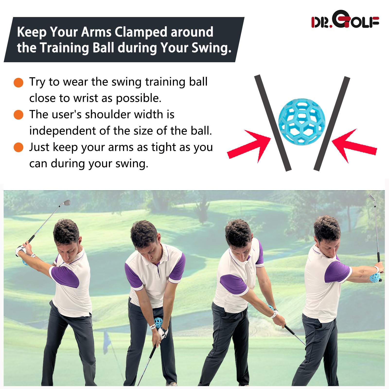 PGA Recommended Swing Training Ball - Patented Golf Swing Aid to Avoid Chicken Wing | Improve Swing Mechanics for Driving Range & Home Practice