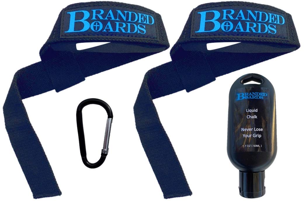 Premium Weightlifting Straps with HD Cotton Padding & Liquid Chalk - Branded Boards Gym Accessories for Powerlifting, CrossFit & Strength Training - Secure Grip for Deadlifts, Pull-Ups & Heavy Lifting