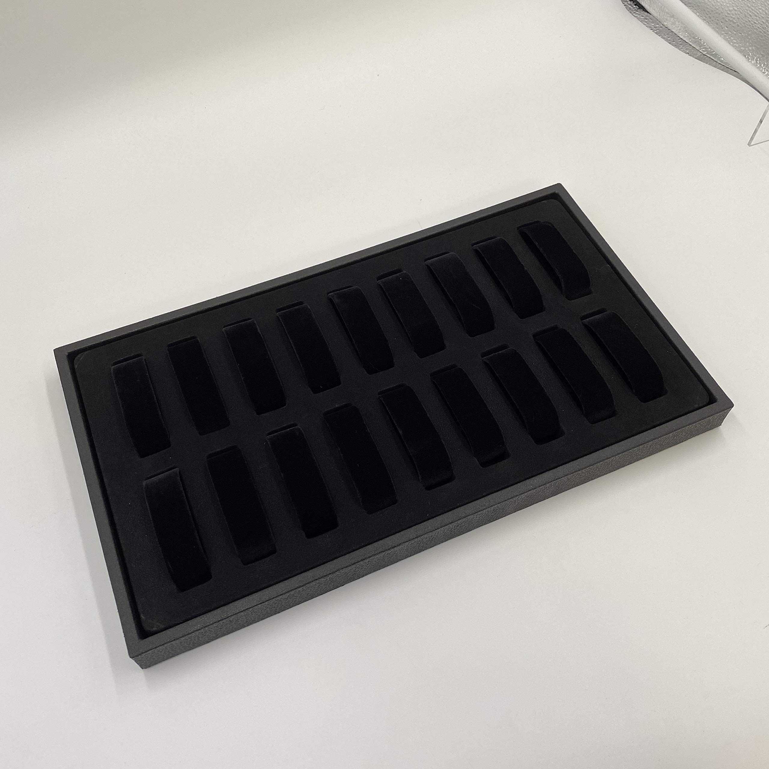 18 Slot Watch & Bangle Display Tray - Midnight Black with Removable Velvet Collars - Perfect for Jewelry Storage, Travel Organization & Retail Display - N'icePackaging