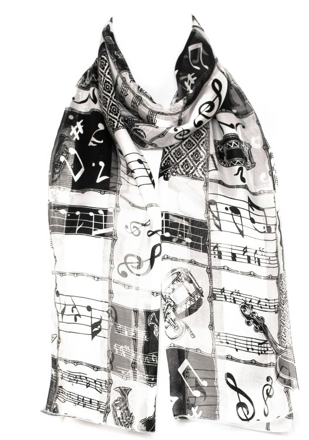 Mytoptrendz® - Lightweight Soft Silky Music Note Printed Scarf for Women - Fashionable Neck Wrap in Various Colors - Perfect for Concerts, Gifts, and Everyday Style