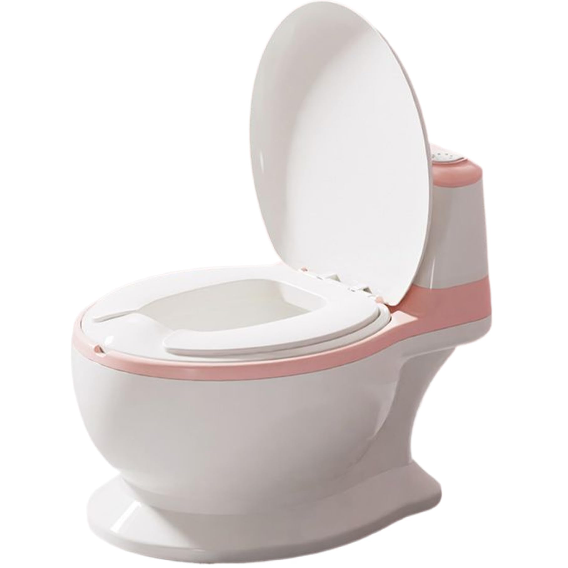 **Realistic Toddler Potty Training Toilet with Lifelike Flushing Sound – Splashproof PVC Seat Cushion for Kids 18+ Months – Pink | Perfect for Home, Daycare & Travel Potty Training**
