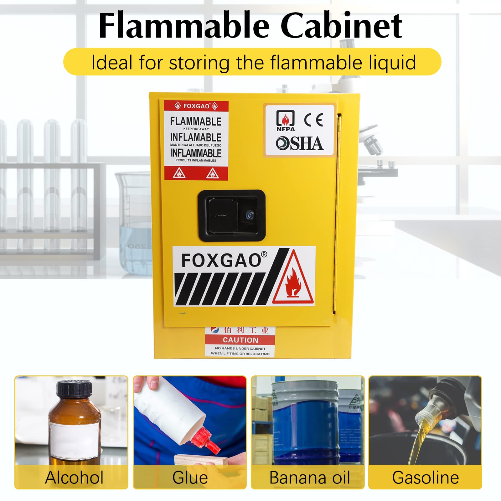 12 Gallon Flammable Safety Storage Cabinet - Fireproof & Leakproof Galvanized Steel Cabinet with 2 Keys (17