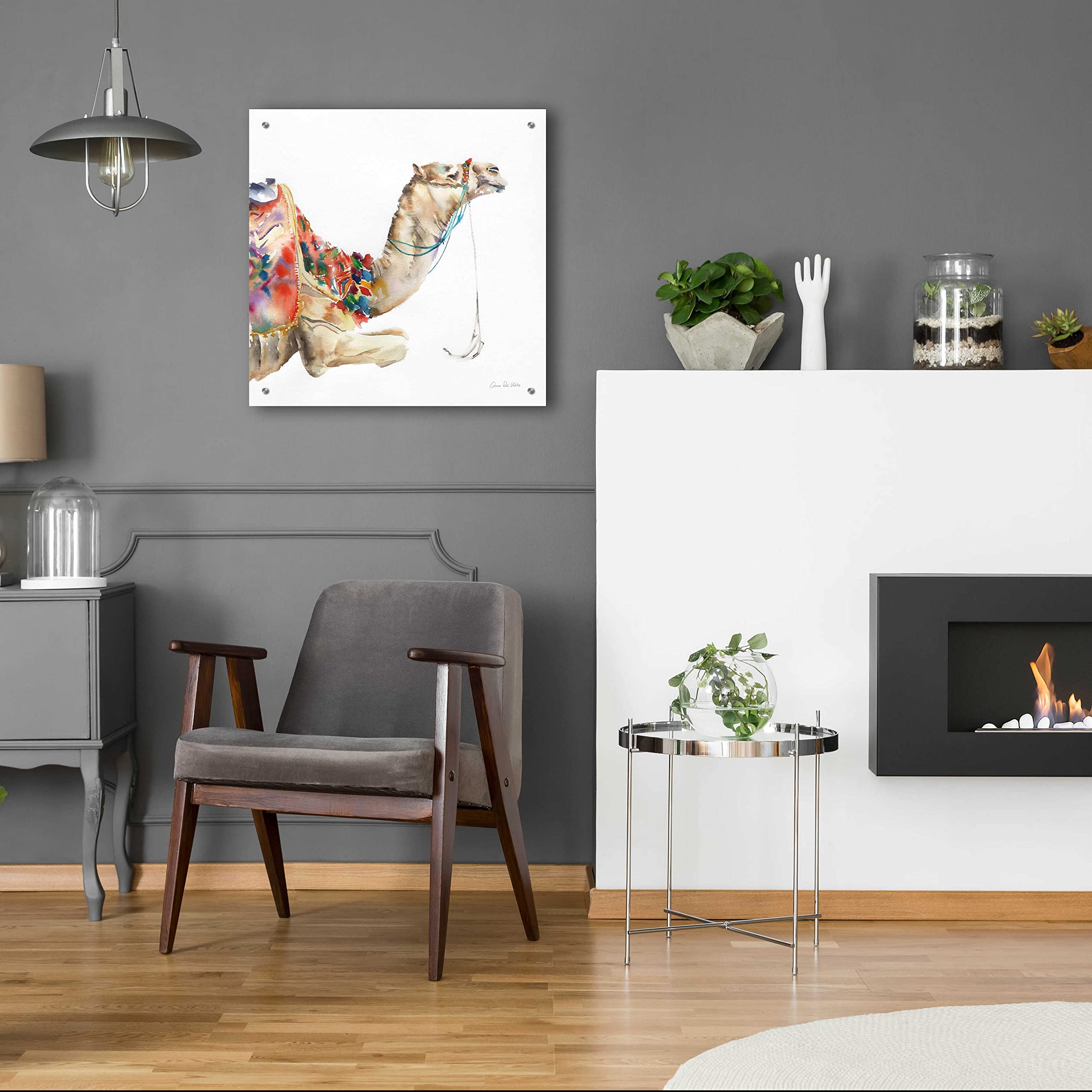 Desert Camel I Acrylic Glass Wall Art by Alan Majchrowicz - 24x24 Inches Modern Home Decor for Living Room, Bedroom & Office