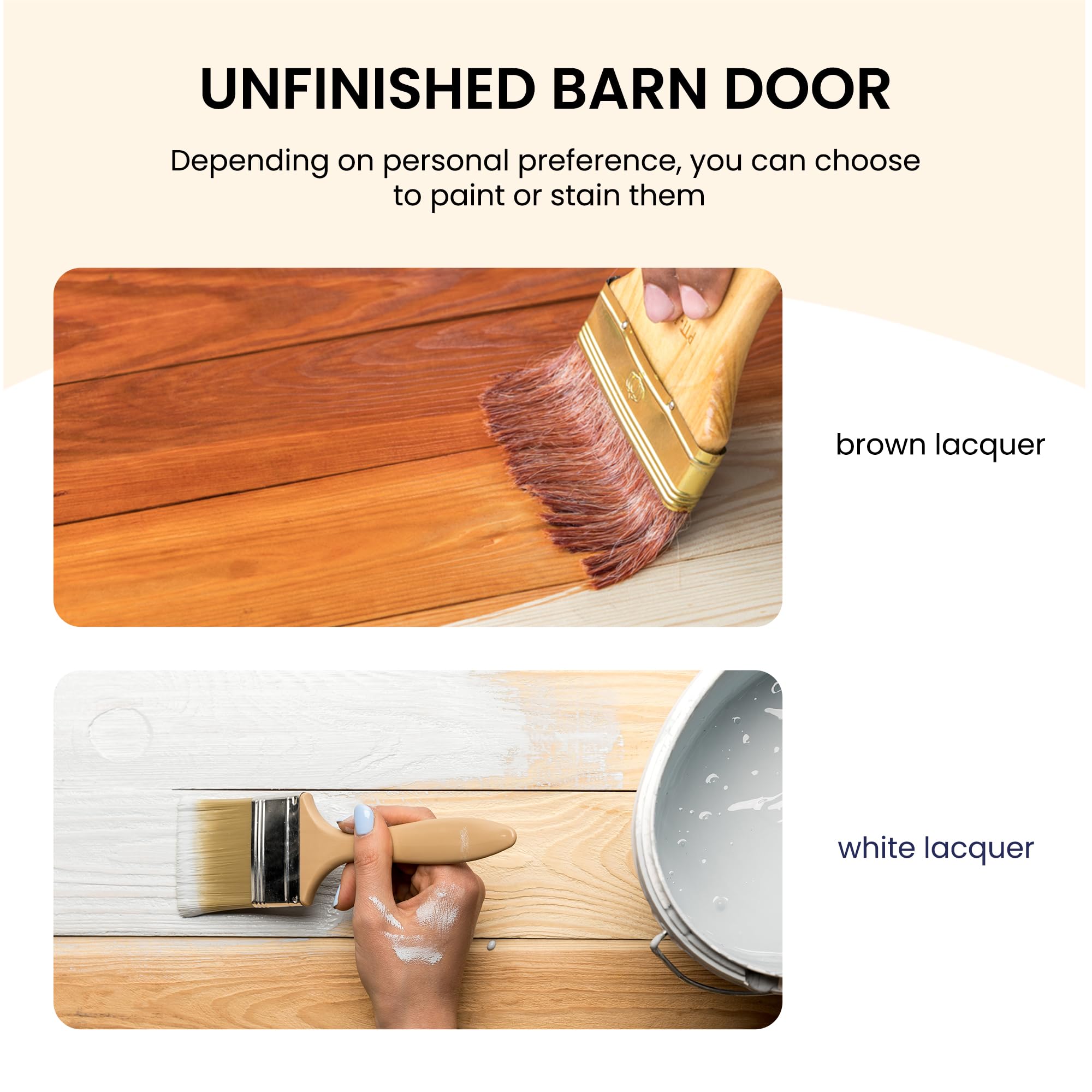 SMARTSTANDARD 24x84 Inch Sliding Barn Door Kit - Brushed Nickel Hardware & Handle Included - Unfinished Solid Spruce Wood Panel with K-Frame - Easy DIY Assembly - Perfect for Bedroom, Closet or Farmhouse Style Home Decor