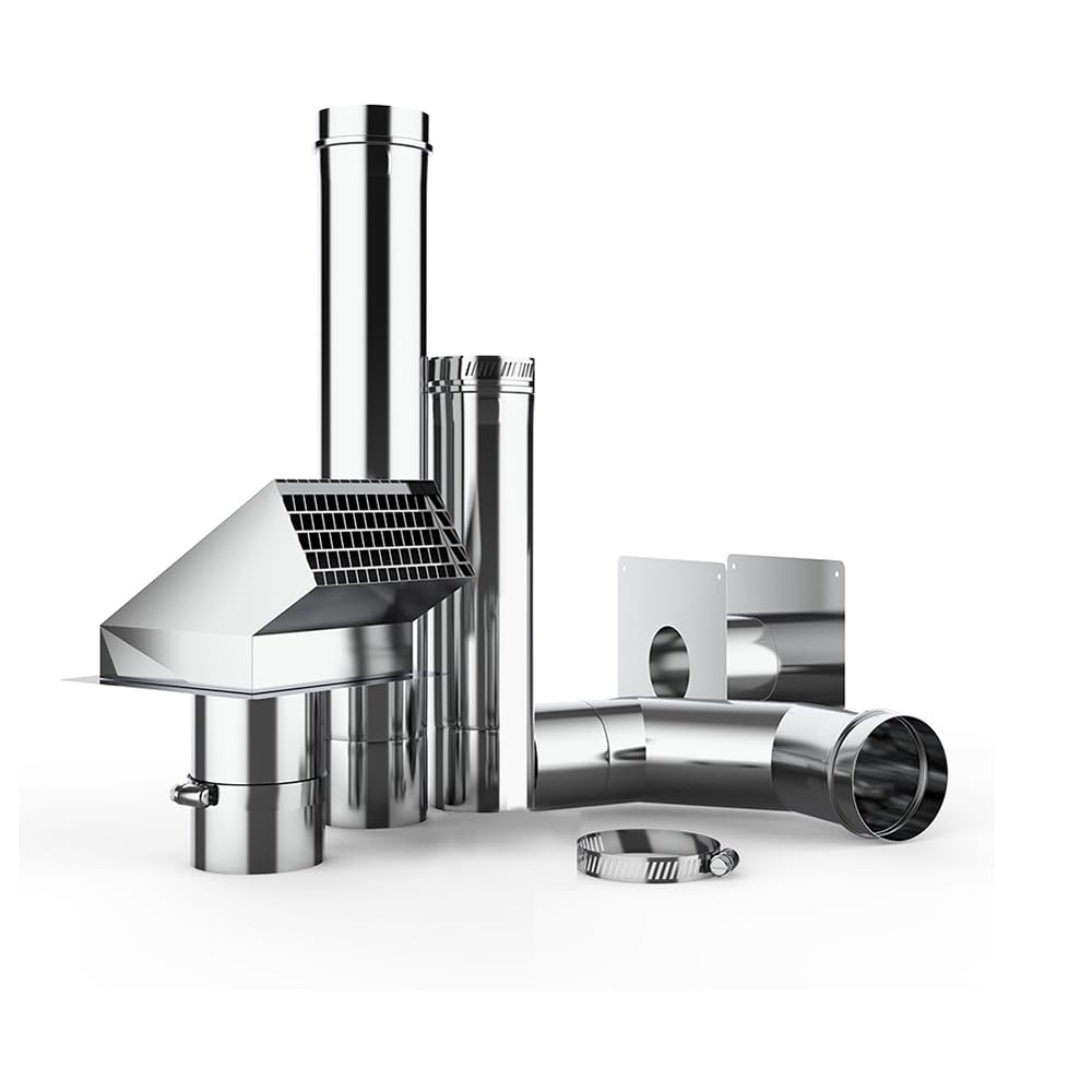 CAMPLUX 3 Inch Stainless Steel Vent Pipe Kit - Horizontal Installation for Indoor Gas Tankless Water Heaters | Perfect for Home, RV & Tiny House Use