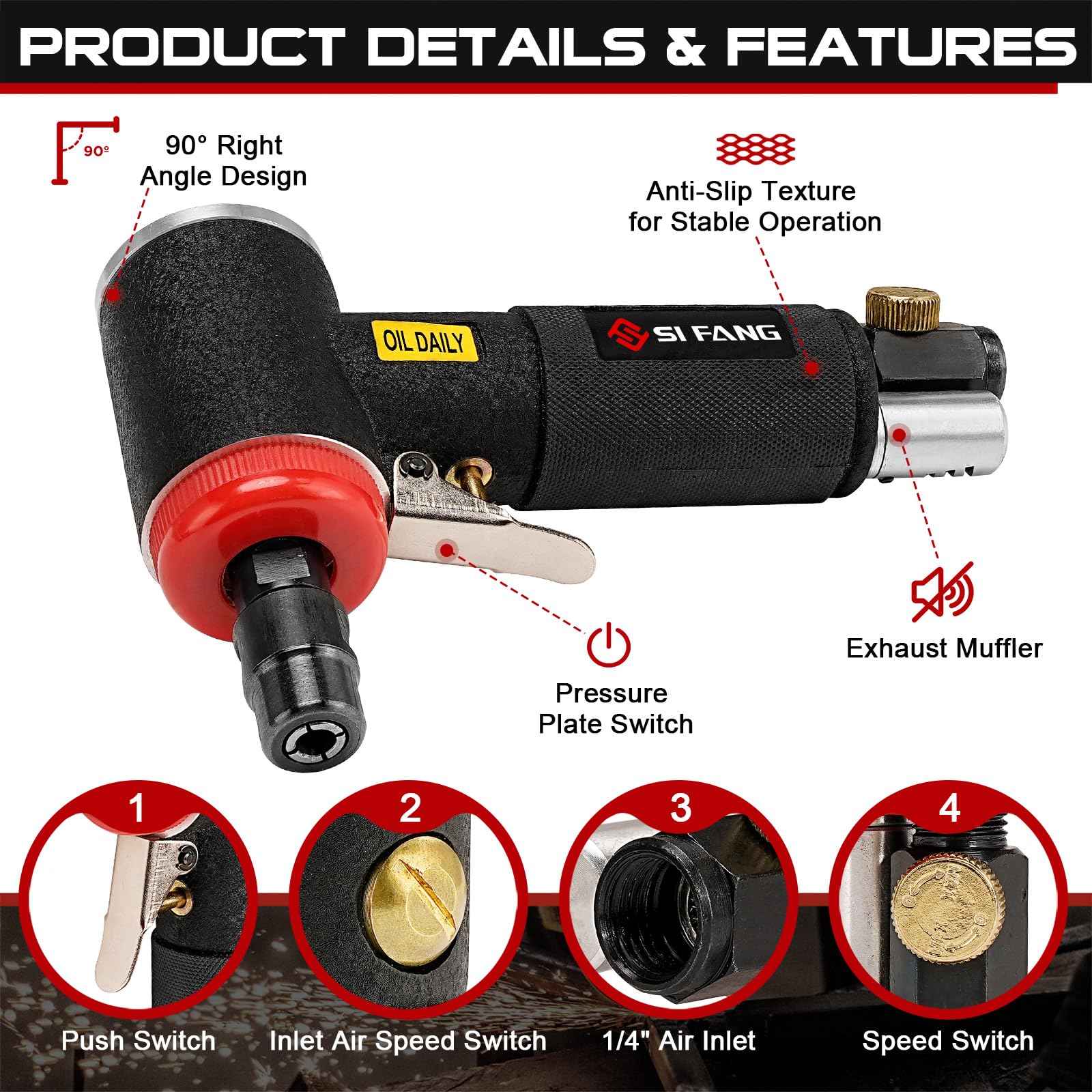 16Pcs Air Die Grinder Kit - 1/4