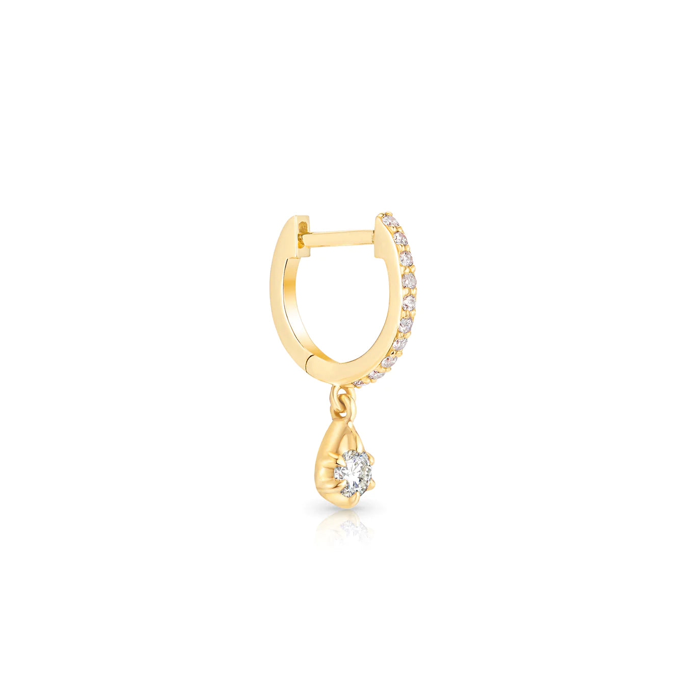 Diamond Lily Huggie Earrings - Elegant & Dainty Huggie Hoops for Women - Perfect for Everyday Wear, Parties & Special Occasions