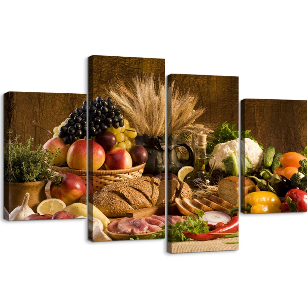 YOUHONG 4-Piece Fruit Wall Art - Kitchen Canvas Decor for Home & Dining Room - Ready to Hang (40
