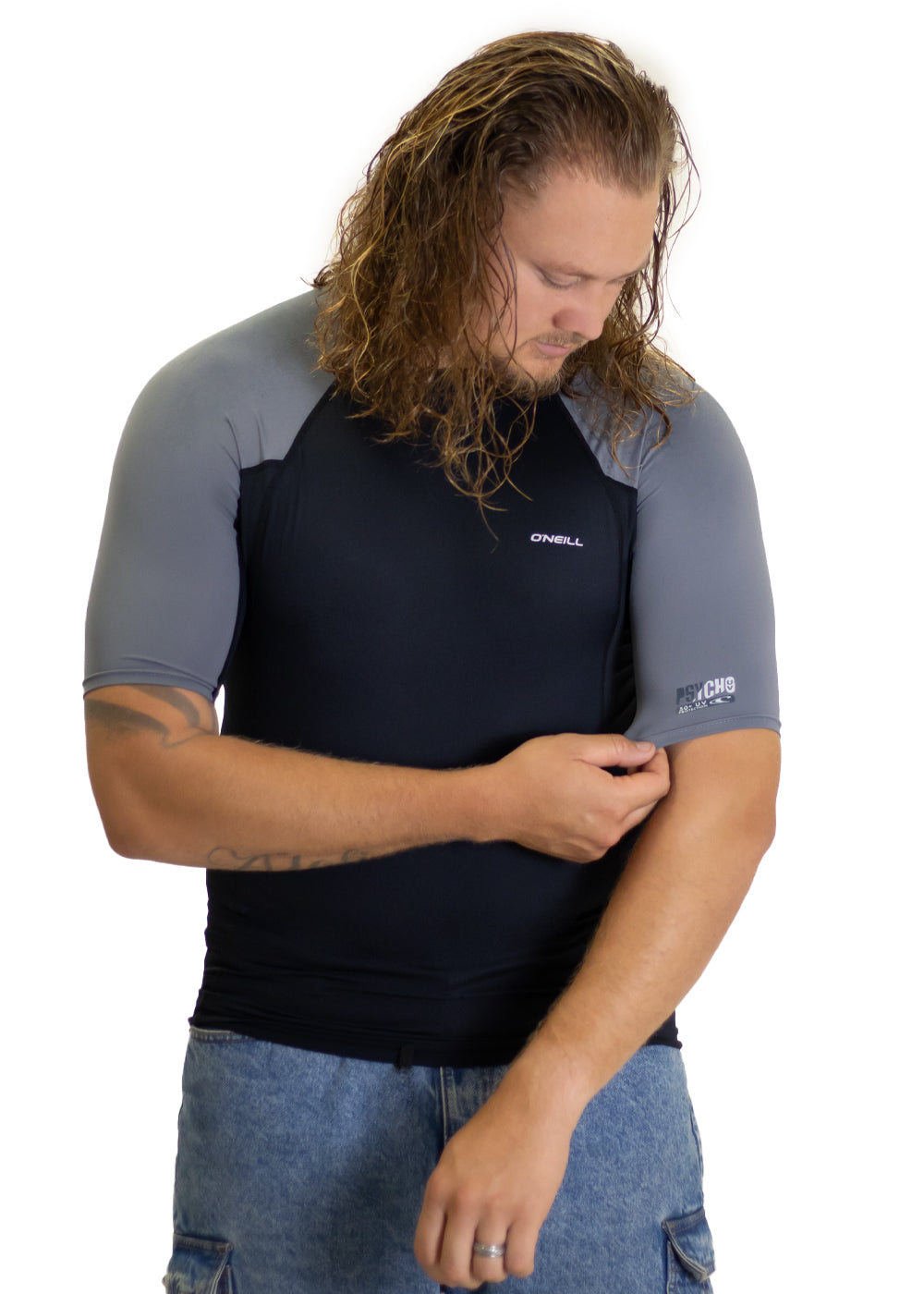 O'Neill Men's Psycho UV Short Sleeve Rash Guard Shirt - UPF 50+ Sun Protection for Surfing, Swimming & Outdoor Activities