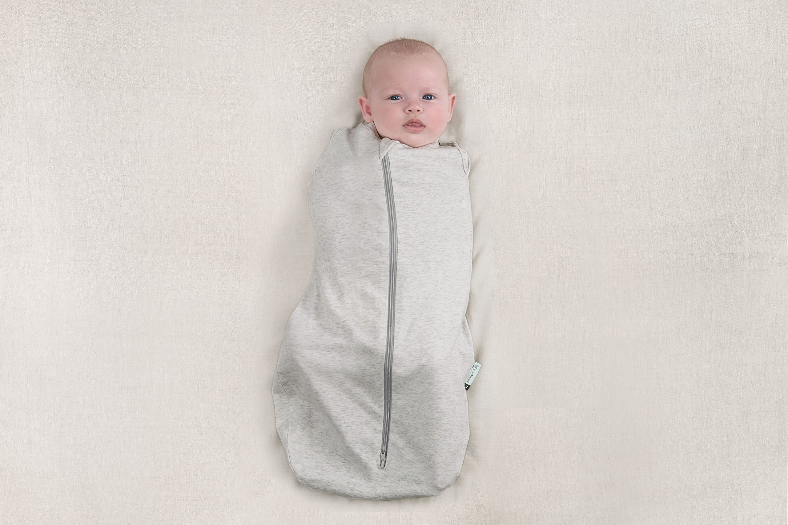 ergoPouch Ergococoon 0.2 Tog Grey Marle Swaddle Sack - Soft Cotton Baby Sleep Sack for Newborns 0-3 Months - Perfect for Nursery, Naptime & Baby Shower Gifts