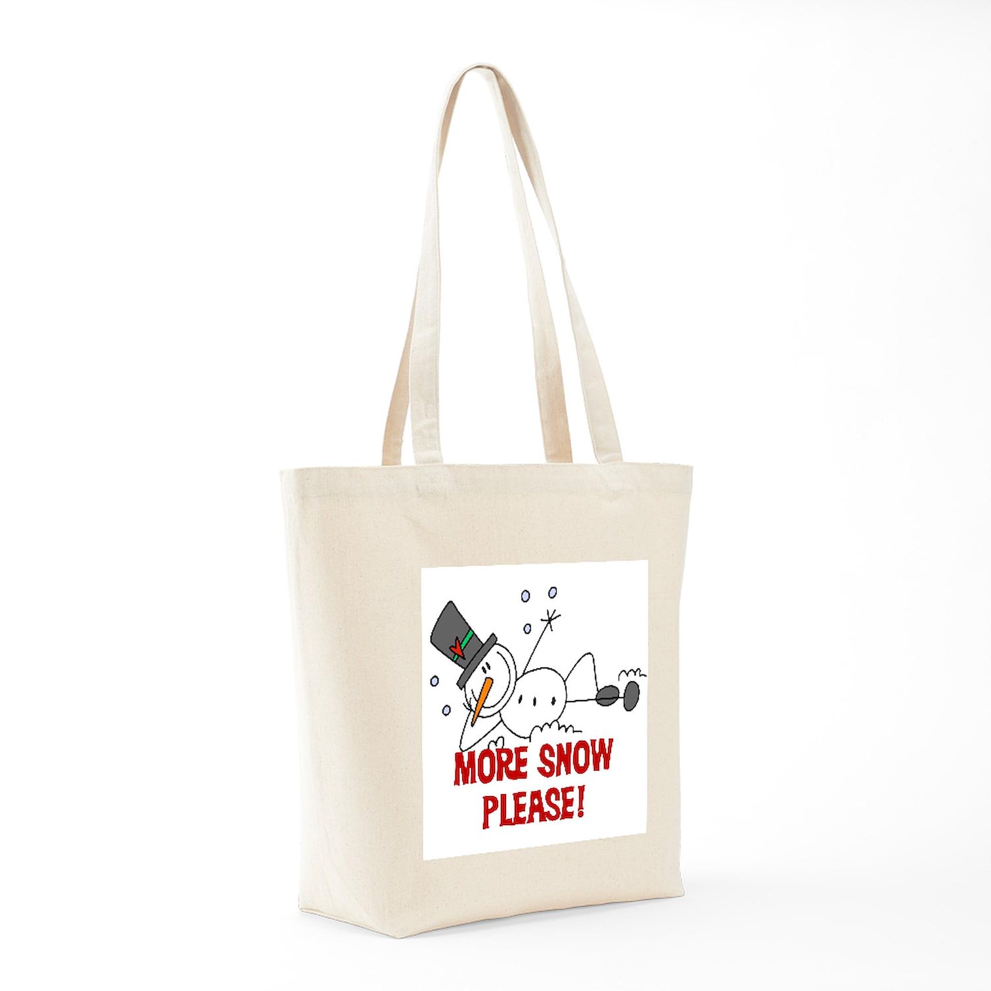 More Snow Snowman Tote Bag - Natural Canvas Reusable Shopping Bag for Groceries, Beach & Holiday Gifts | Eco-Friendly & Durable