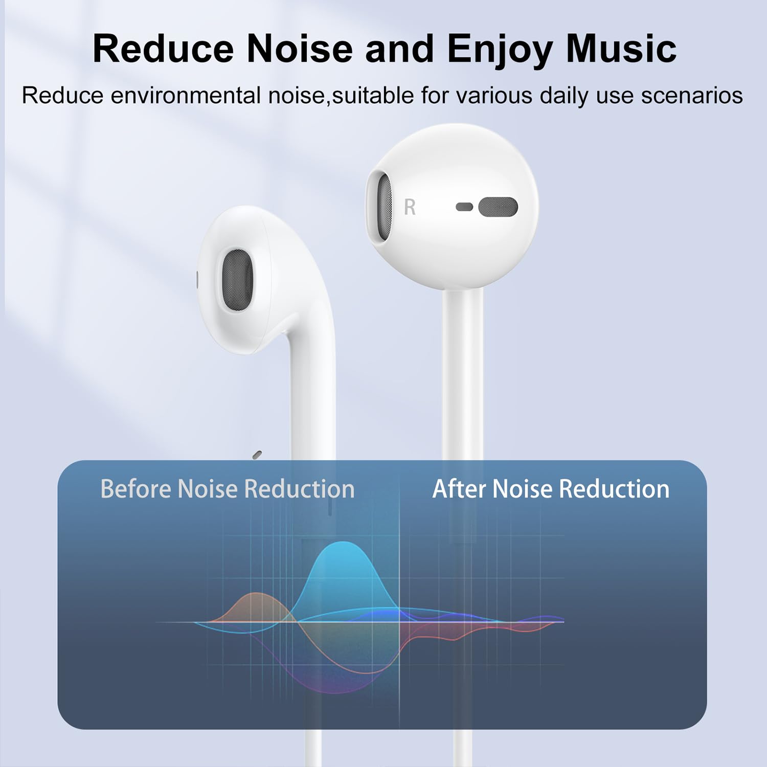 2 Pack MFi Certified Wired Earbuds for iPhone with Built-in Mic & Volume Control - Noise Cancelling Headphones Compatible with iPhone 14/13/12/11/XR/XS/X/8/7/SE - Perfect for Commuting, Workouts & Gaming