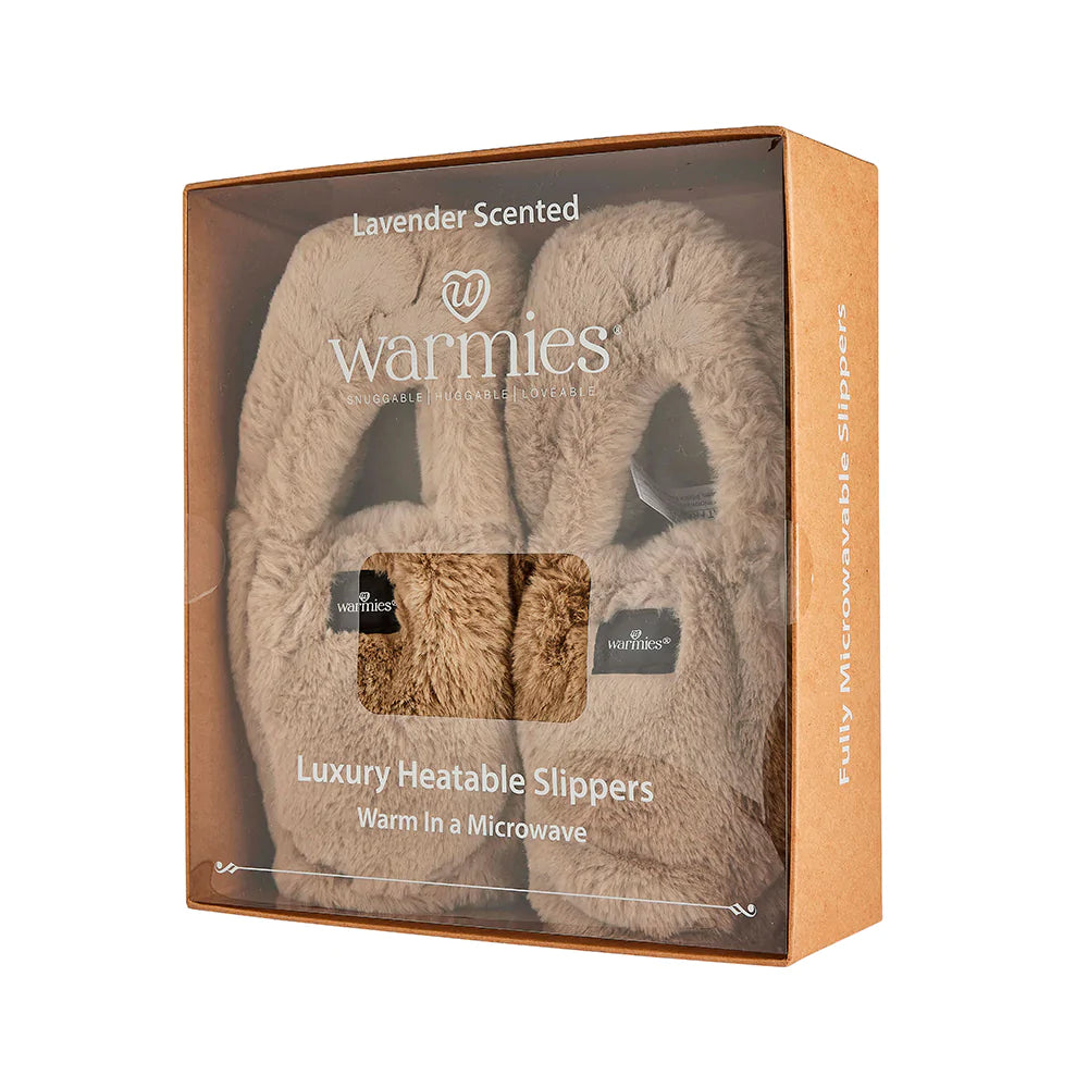 Cozy Luxury Latte Microwaveable Slippers for Women - Soft Plush Indoor & Outdoor House Shoes - Perfect for Winter, Relaxation, and Gift Giving