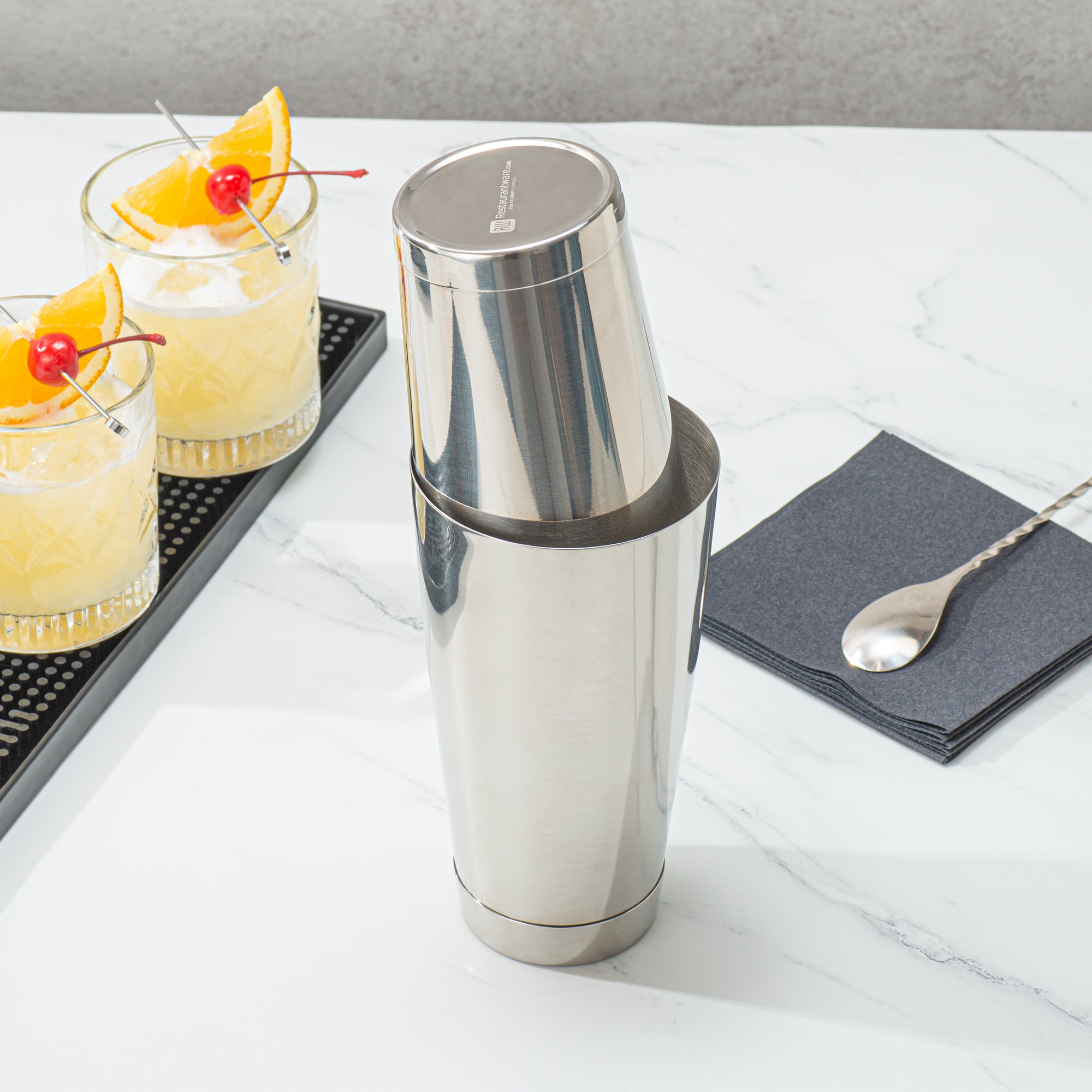 Premium 24 oz Stainless Steel Cocktail Shaker - Bar Lux Weighted Mixing Tin with Mirrored Finish (3.5