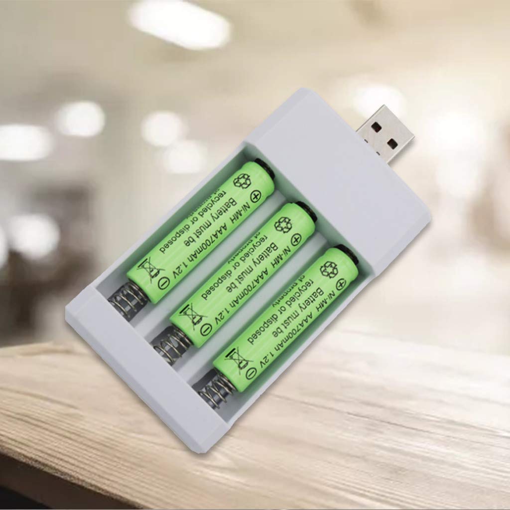 Exingk 3-Slot USB Battery Charger for AA/AAA Rechargeable Batteries - Universal Power Adapter for Cameras, Toys, and Electronic Devices