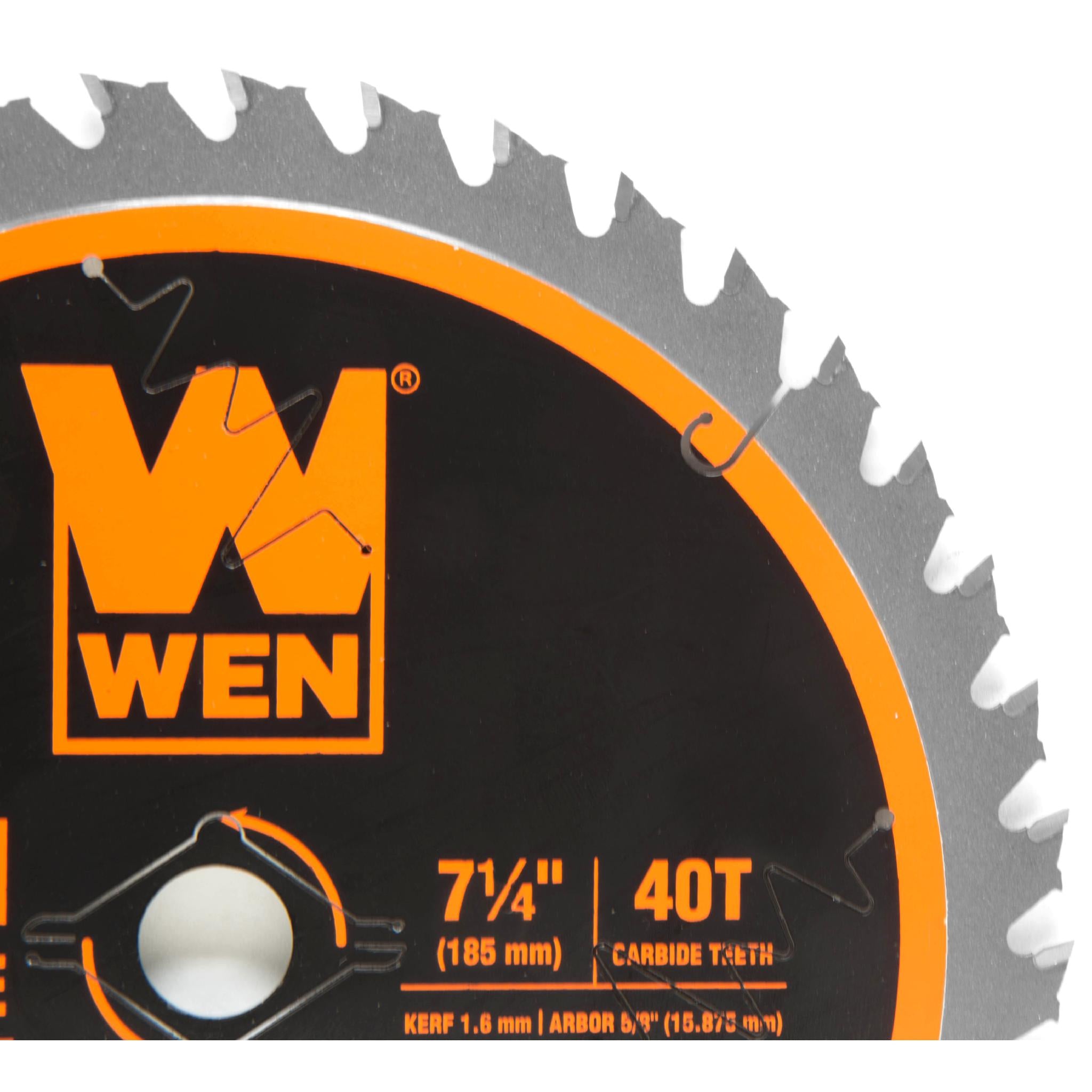 7.25 Inch 40 Tooth Carbide Tipped Professional Finish Saw Blade - WEN BL0740 for Miter Saws & Circular Saws | Perfect for Woodworking, Trim Work & Fine Finish Cuts