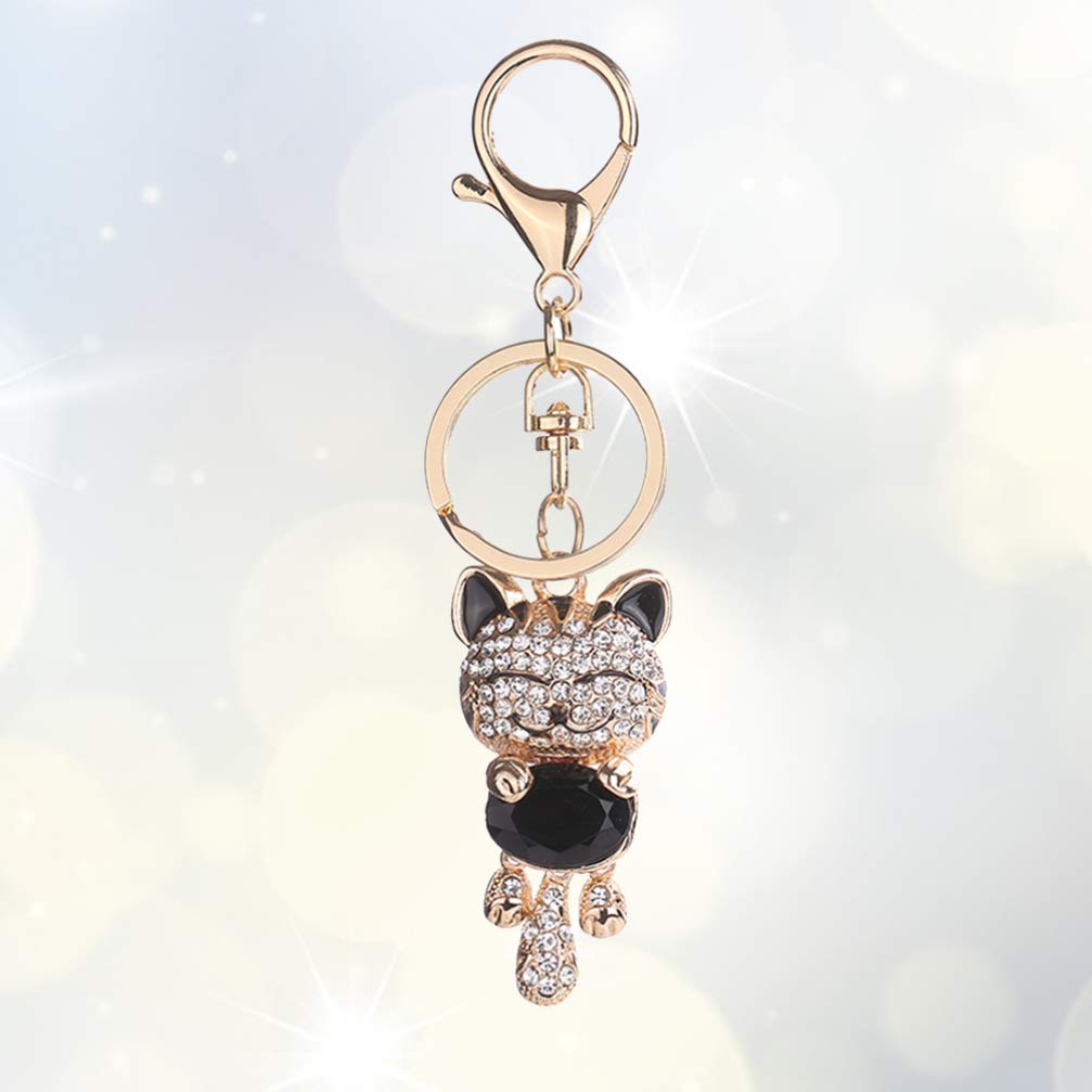 Lucky Cat Keychain - Crystal Maneki Neko Charm for Purse & Backpack - Fengshui Wealth Attractor for Travel & Daily Use