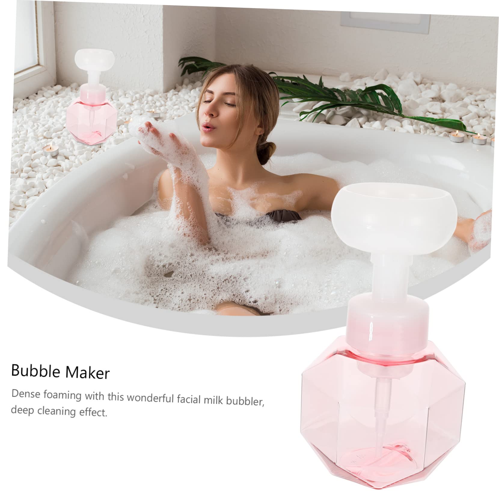 Pink Bubble Foaming Soap Dispenser - Compact & Stylish Hand Soap Bubbler Tool for Bathroom, Kitchen & Kids' Playtime