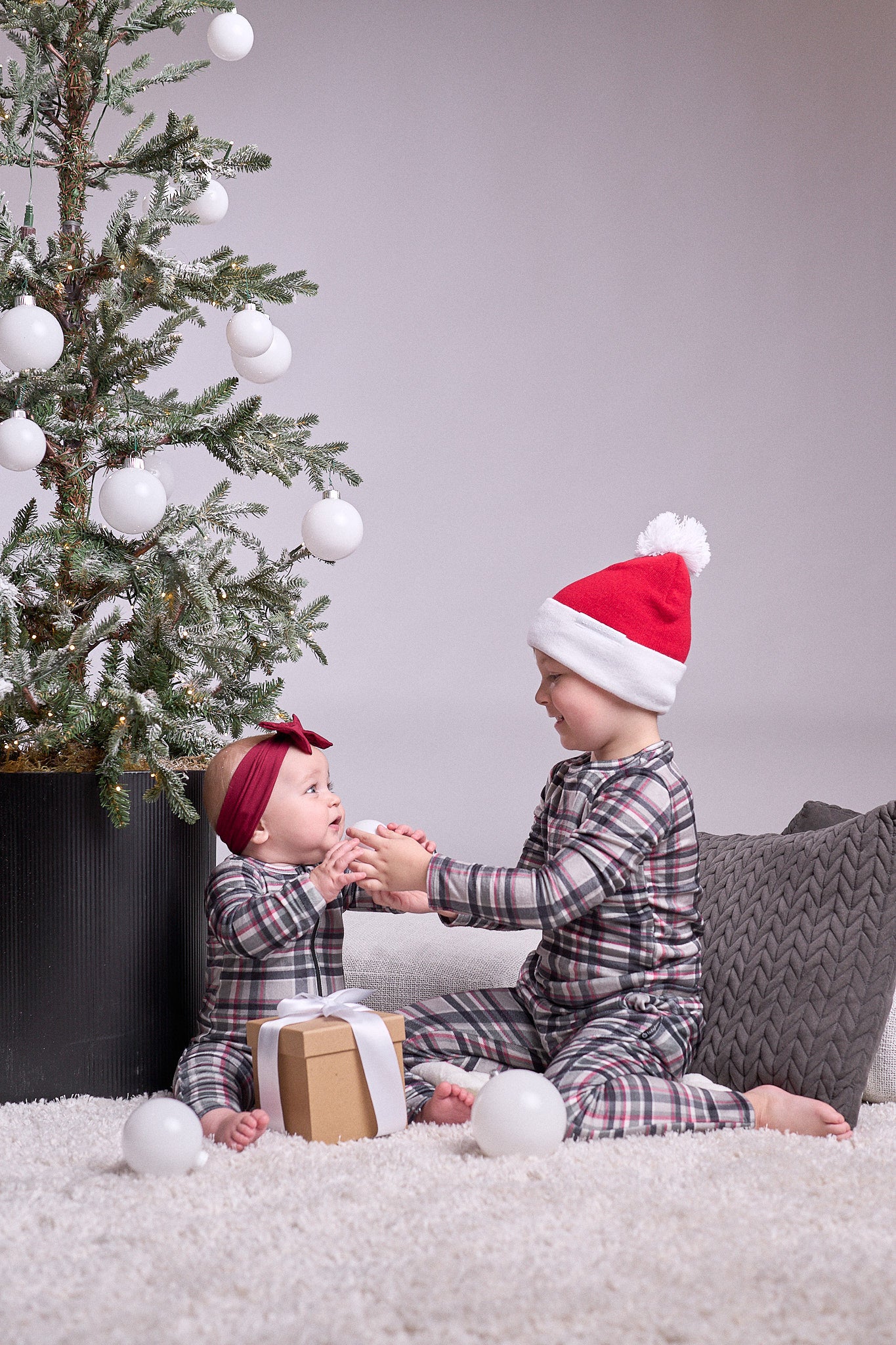 LB x Baby Breez Long Sleeve 2-Piece Plaid Pajama Set for Boys & Girls - Soft & Cozy Sleepwear for Winter Nights & Family Matching Outfits