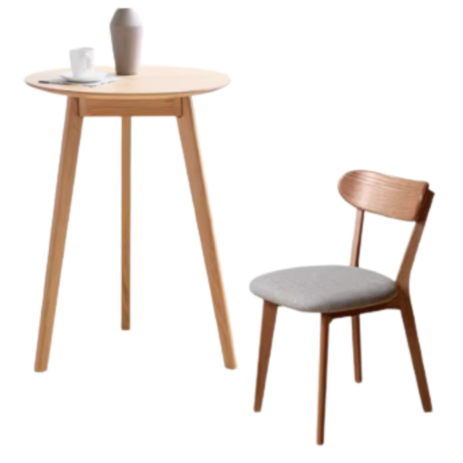 21.7x21.7x29.5 inch / 55x55x75сm / Natural wood color / round negotiation table + 2 Soft Chestnut Brown Chair