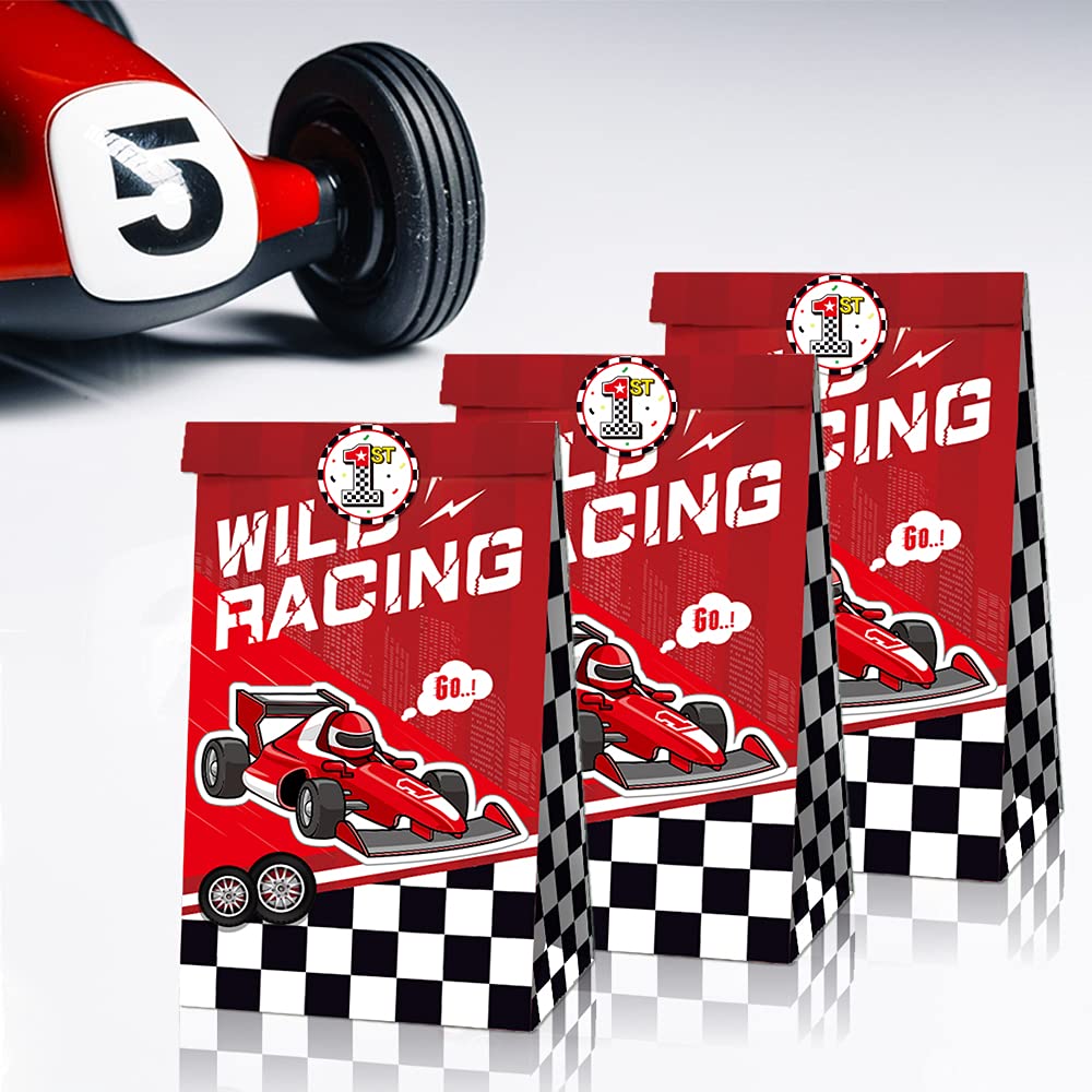 24-Pack Racing Party Favor Bags - Sports Car Themed Treat Bags for Cookies, Cakes, Candies & Snacks | Perfect for Birthday Parties, Graduations & Holiday Celebrations | Durable Paper Gift Bags for Kids & Adults