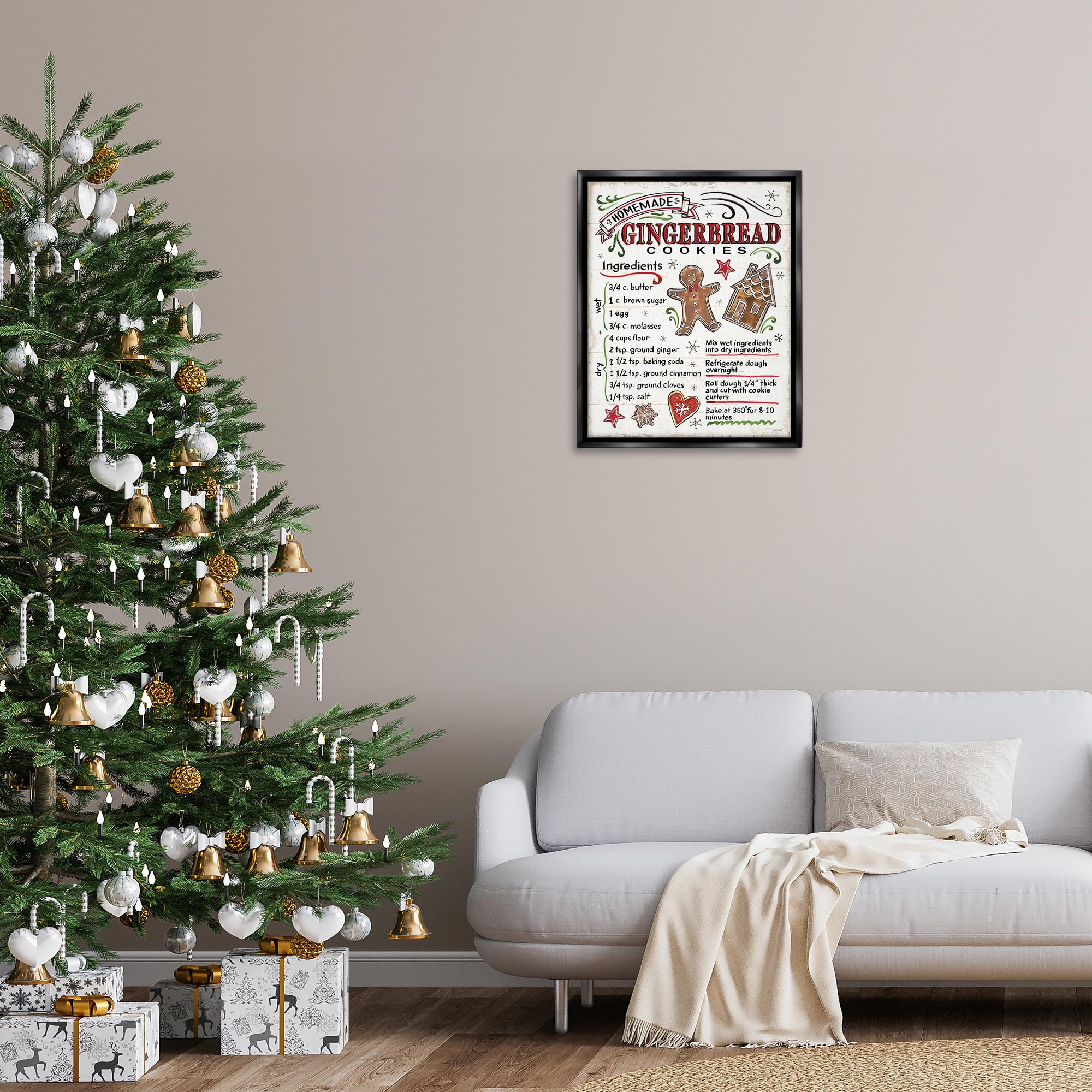 Stupell Industries Homemade Gingerbread Cookies Holiday Recipe Guide - Anne Tavoletti Design | Perfect for Christmas Baking & Kitchen Decor