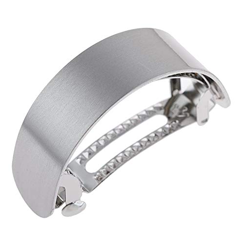 Menolana Fashion Gold & Silver Barrette Hair Clip - Strong Spring Ponytail Holder for Women, Hair Accessories & Updo Maker (Silver) - Perfect for Parties, Weddings & Everyday Styling