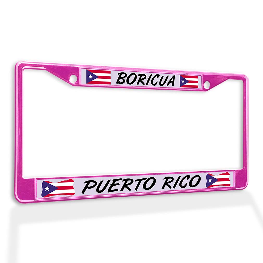 Boricua Puerto Rico Metal License Plate Frame - Weatherproof Car Accessory with Solid Insert (Hot Pink, 2 Holes) - Perfect for Showcasing Puerto Rican Pride on Cars, Trucks & SUVs