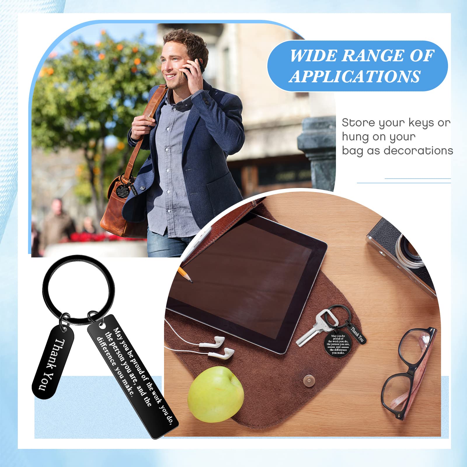 32 Pcs Bulk Thank You Keychains - Employee Appreciation Gifts for Coworkers, Volunteers, Women & Men - Perfect for Christmas, Corporate Events & Recognition Awards