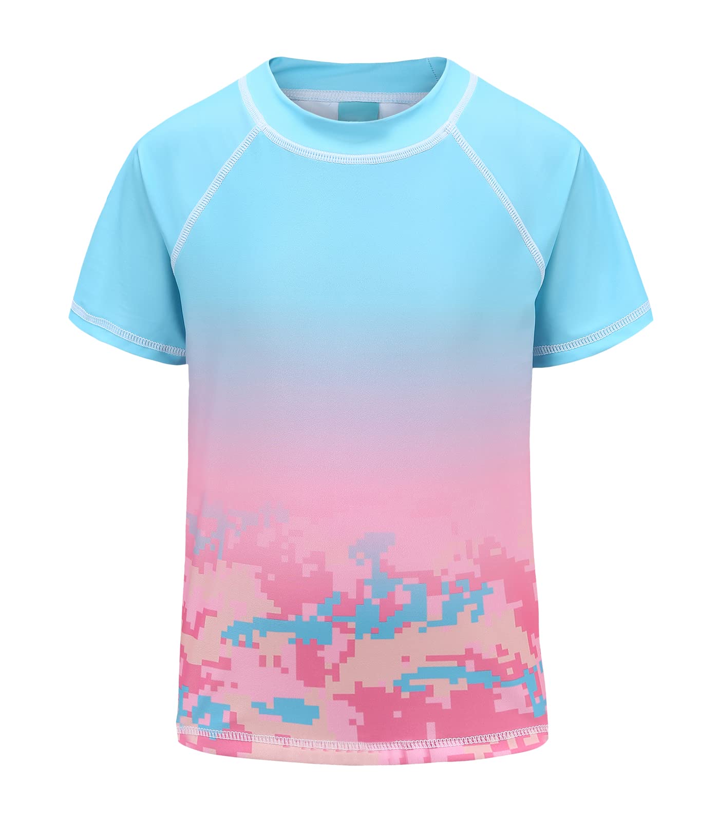 **Girls Rash Guard Swimsuits Short Sleeve UPF 50+ Sun Protection One Piece Bathing Suit for Kids 7-16 Years - Perfect for Swimming, Beach & Pool Activities**