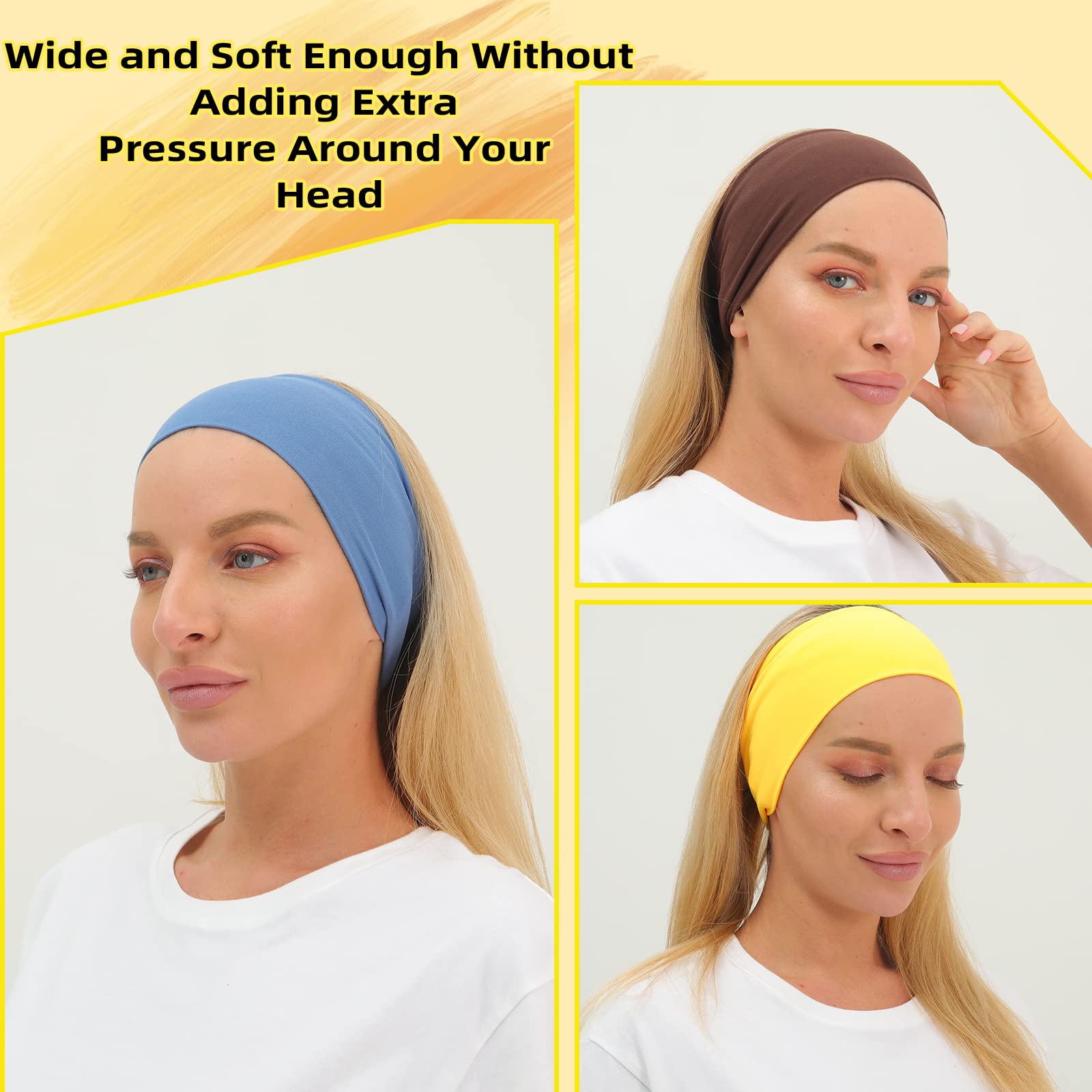 RITOPER Non-Slip Workout Headbands for Women - Super Soft Yoga & Running Headbands, Elastic Sweat-Resistant Hair Bands for Active Women (Great for Gym, Yoga, Running & Sports)