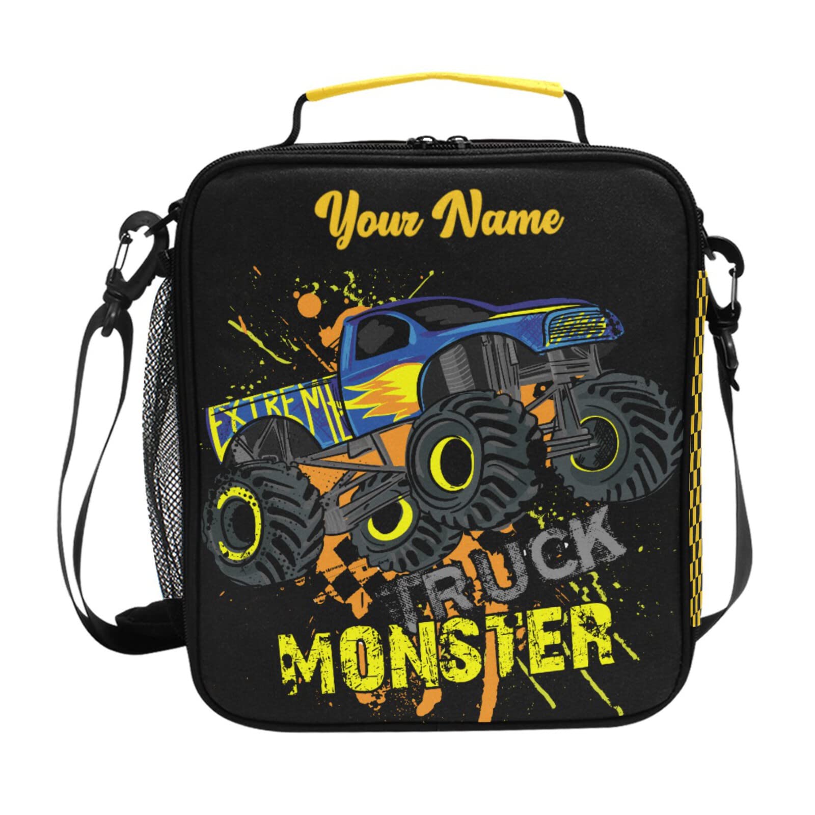 Personalized Monster Truck Insulated Lunch Box for Kids - Reusable School Lunch Tote for Boys & Girls - Perfect for School, Travel & Picnics