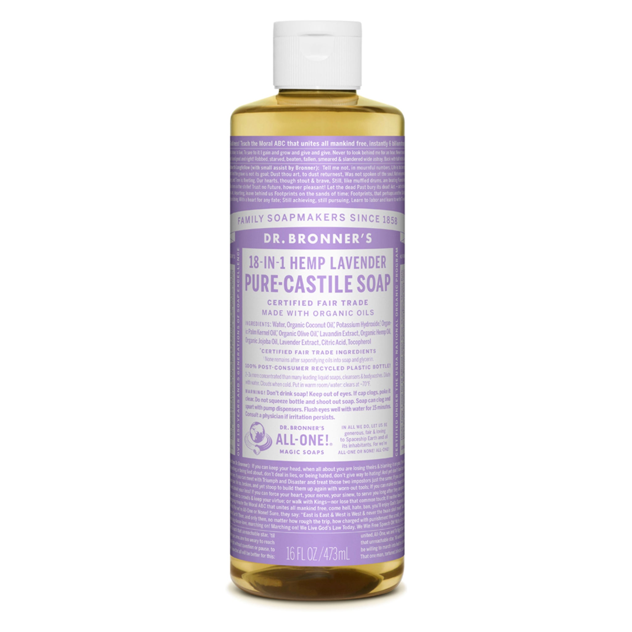 Organic Pure Castile Liquid Soap - All-Natural Vegan Body Wash & Hand Soap for Sensitive Skin | Gentle Cleanser for Face, Baby & Household Cleaning | Eco-Friendly, Biodegradable & Cruelty-Free