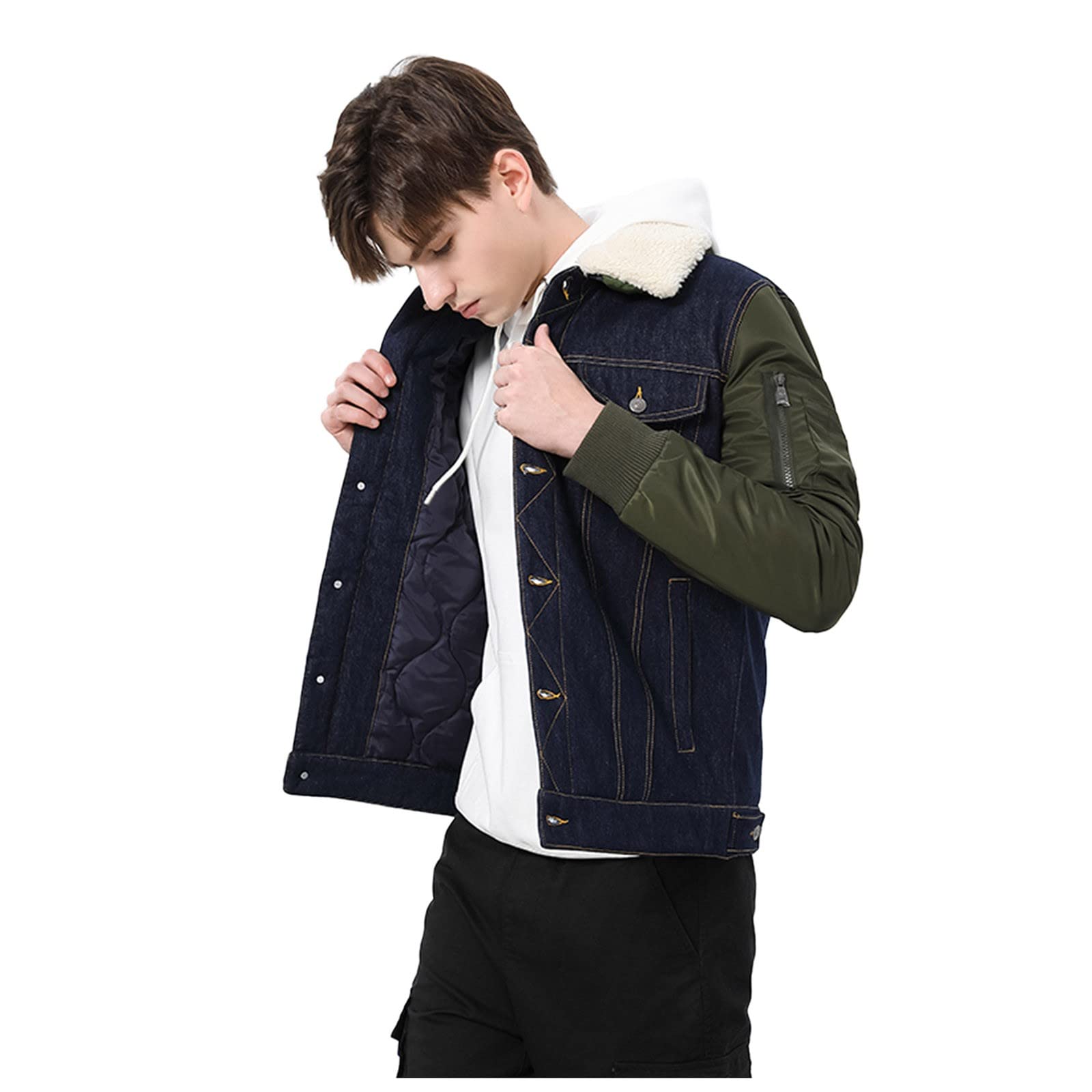 Men's European & American Style Winter Coat - Lapel Denim Cotton Down Jacket for Warmth | Casual & Formal Wear for Outdoors & Office