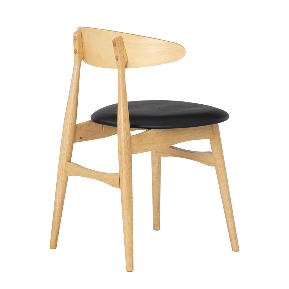 Stylish Oak and Black TELYN Dining Chair - Modern Wooden Kitchen Chair for Home, Restaurant & Office Use