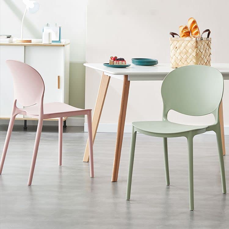 Mid Century Modern Dining Chairs - Stackable Plastic Armless Side Chairs for Kitchen, Dining Room & Living Room | Open Back Design | Blackish Green (Set of 1) | Perfect for Small Spaces & Contemporary Home Decor